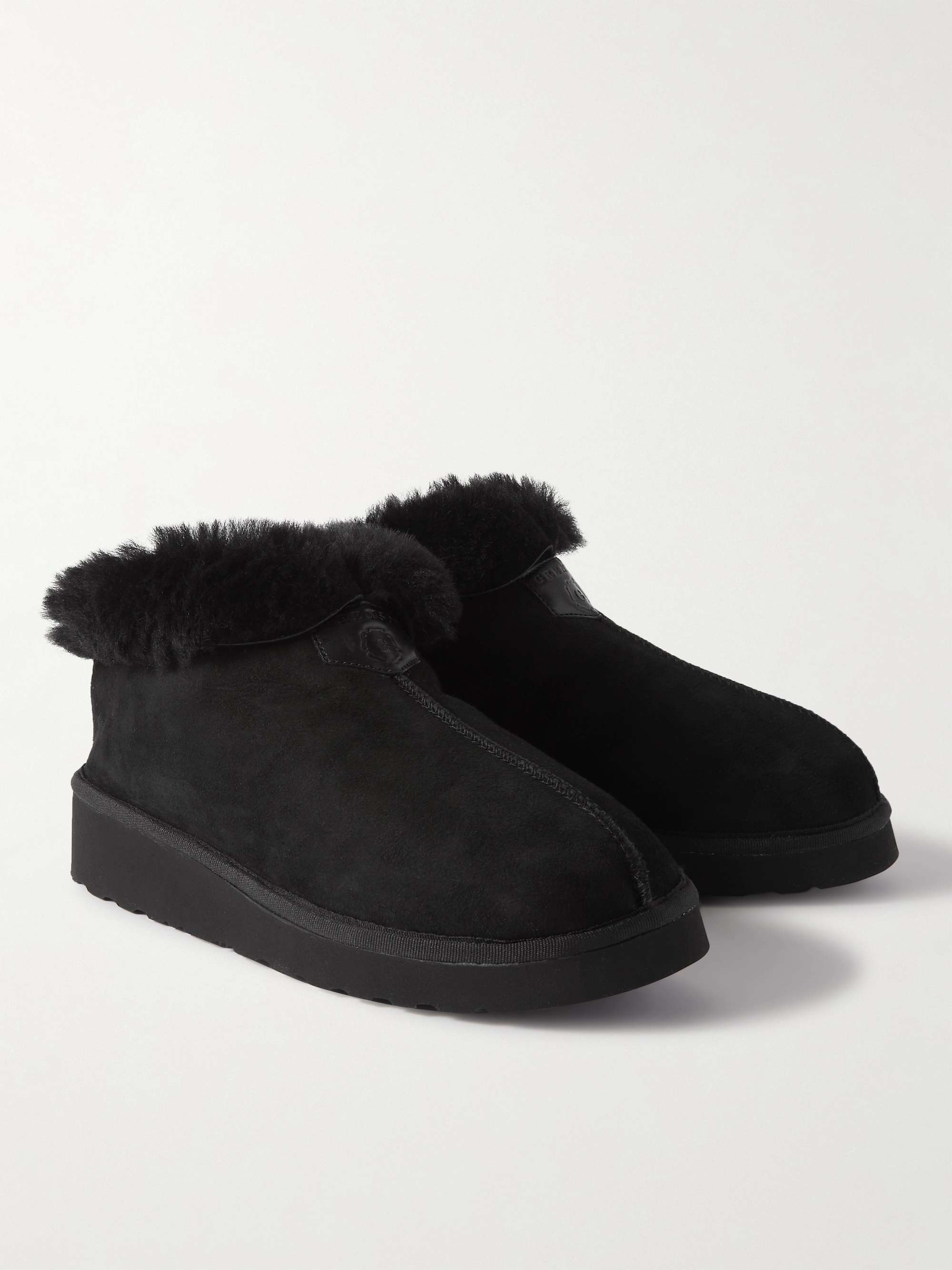 GRENSON Wyeth Shearling-Lined Suede Slippers