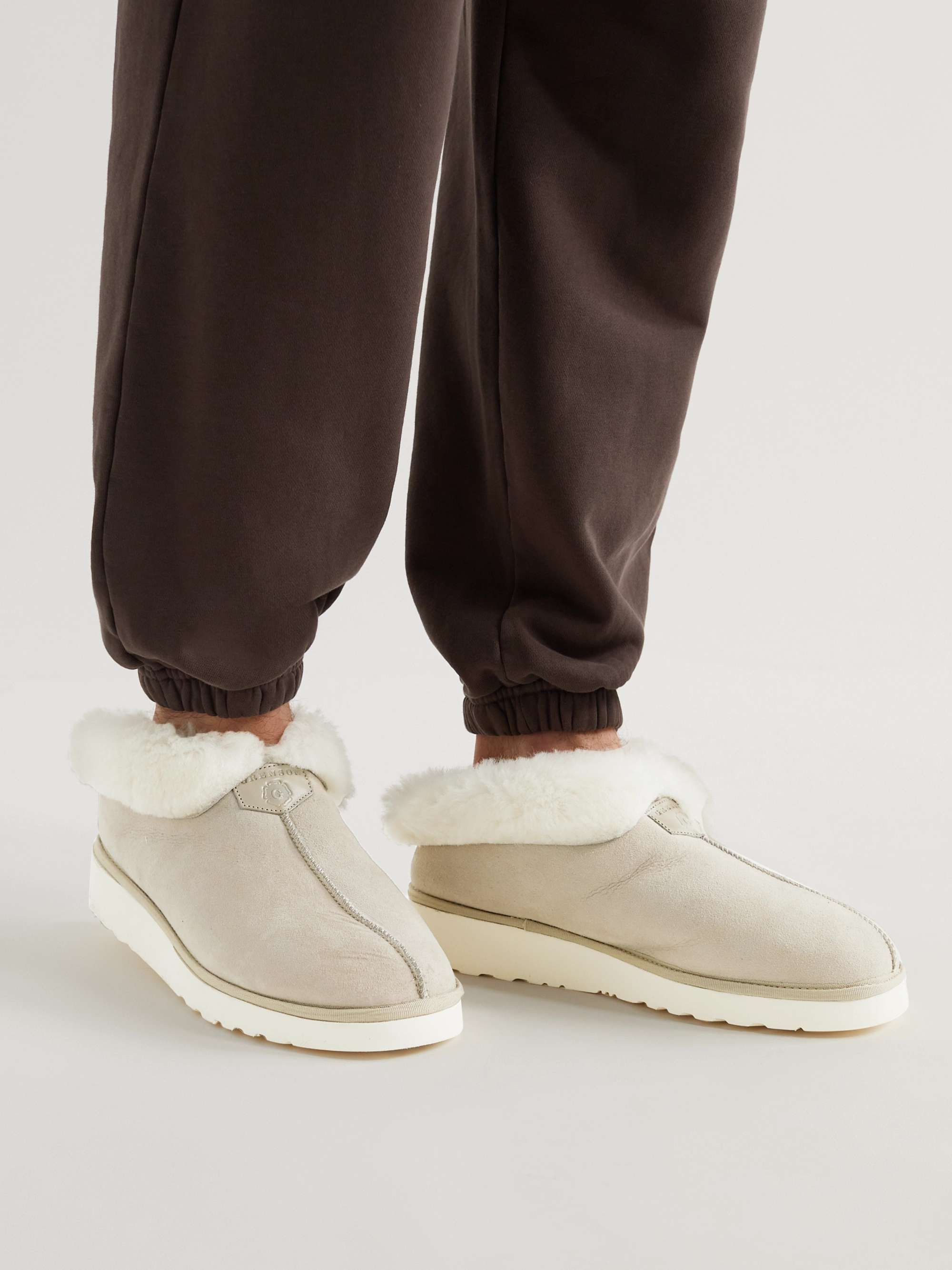 GRENSON Wyeth Shearling-Lined Suede Slippers