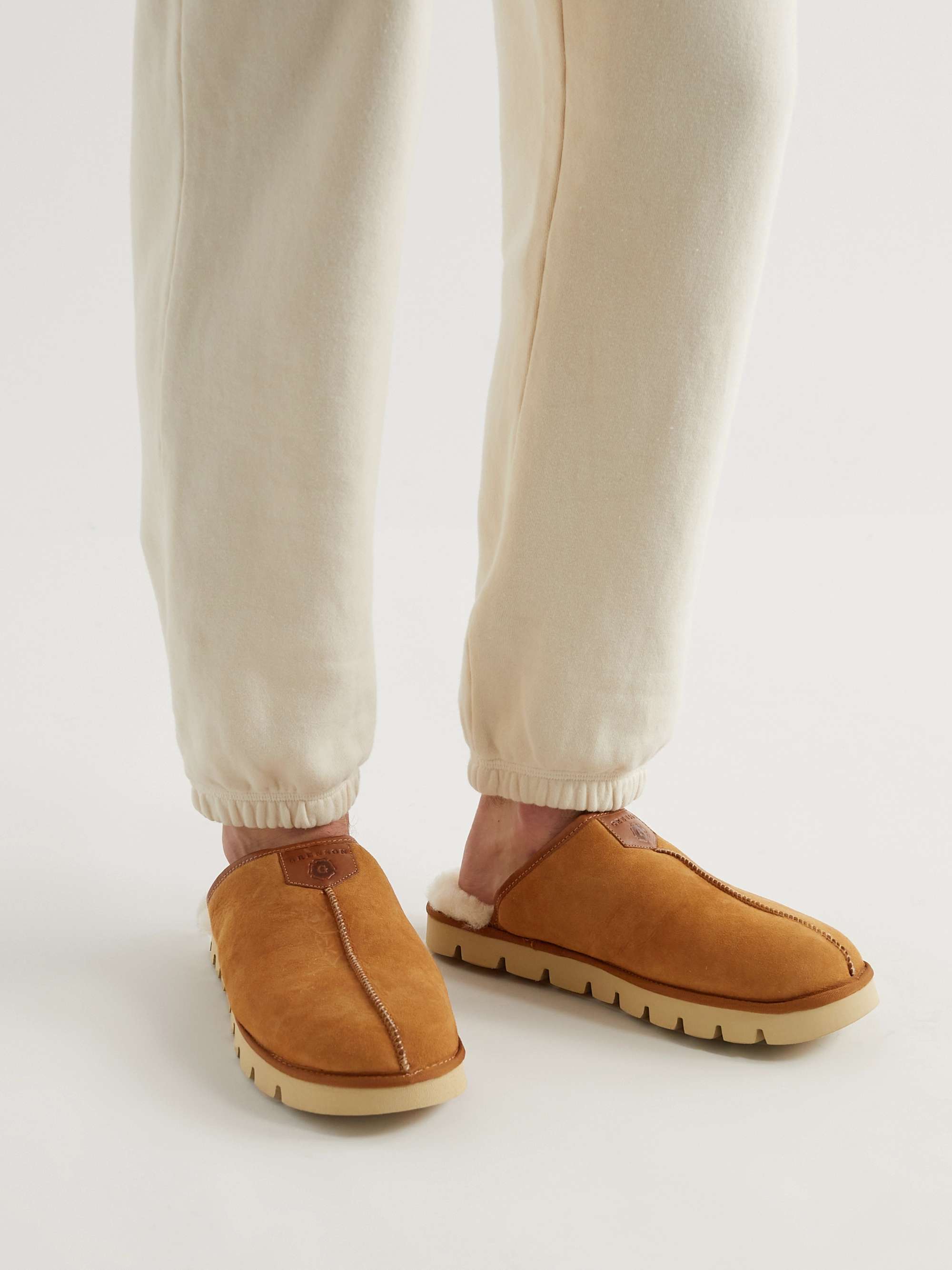 GRENSON Wainwright Shearling-Lined Suede Slippers