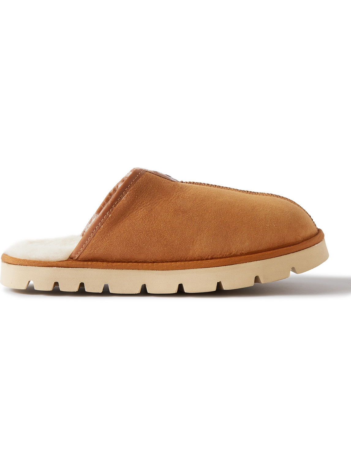 Grenson Wainwright Shearling-lined Suede Slippers In Brown