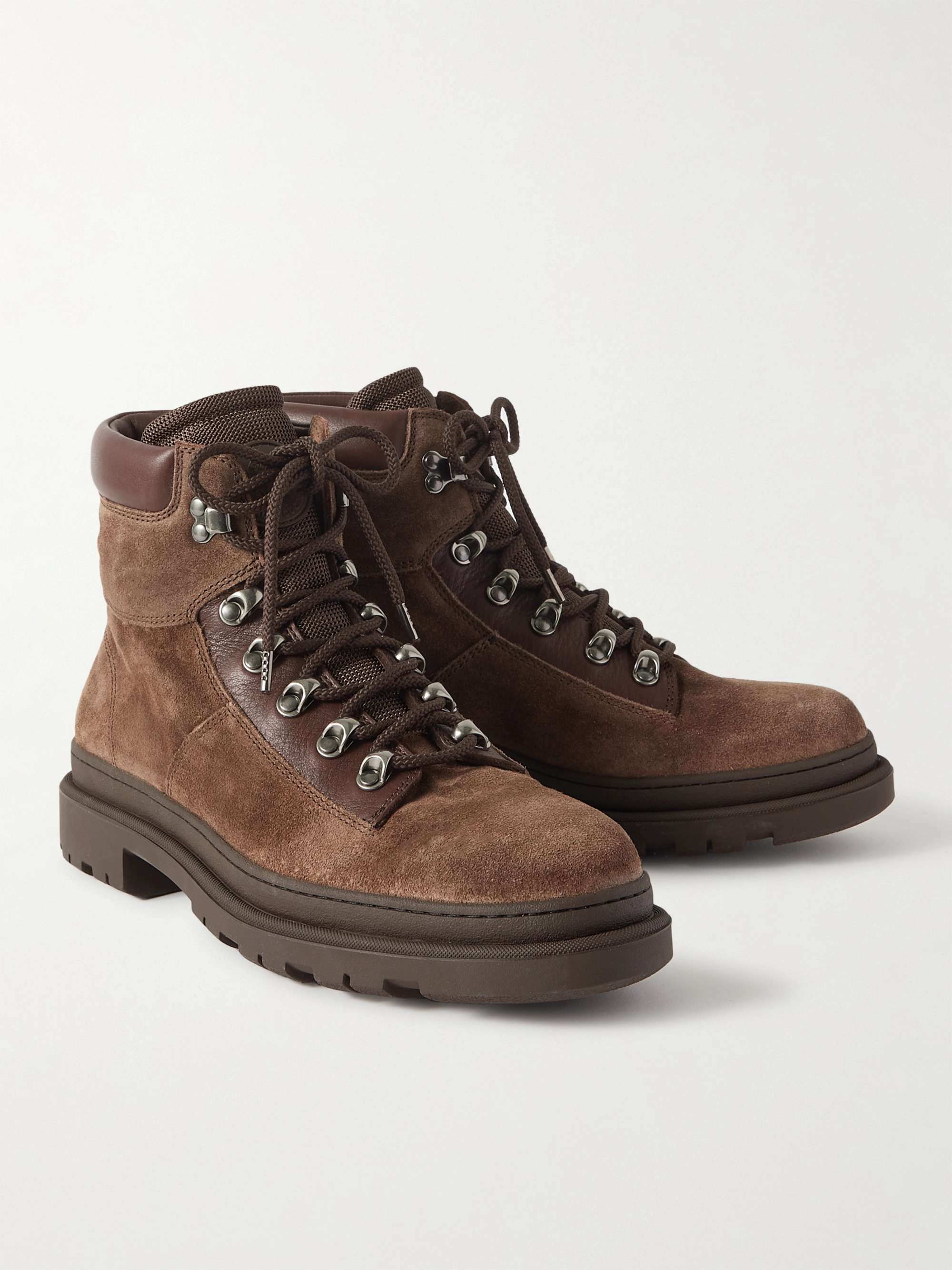 BRUNELLO CUCINELLI Leather-Trimmed Suede Boots