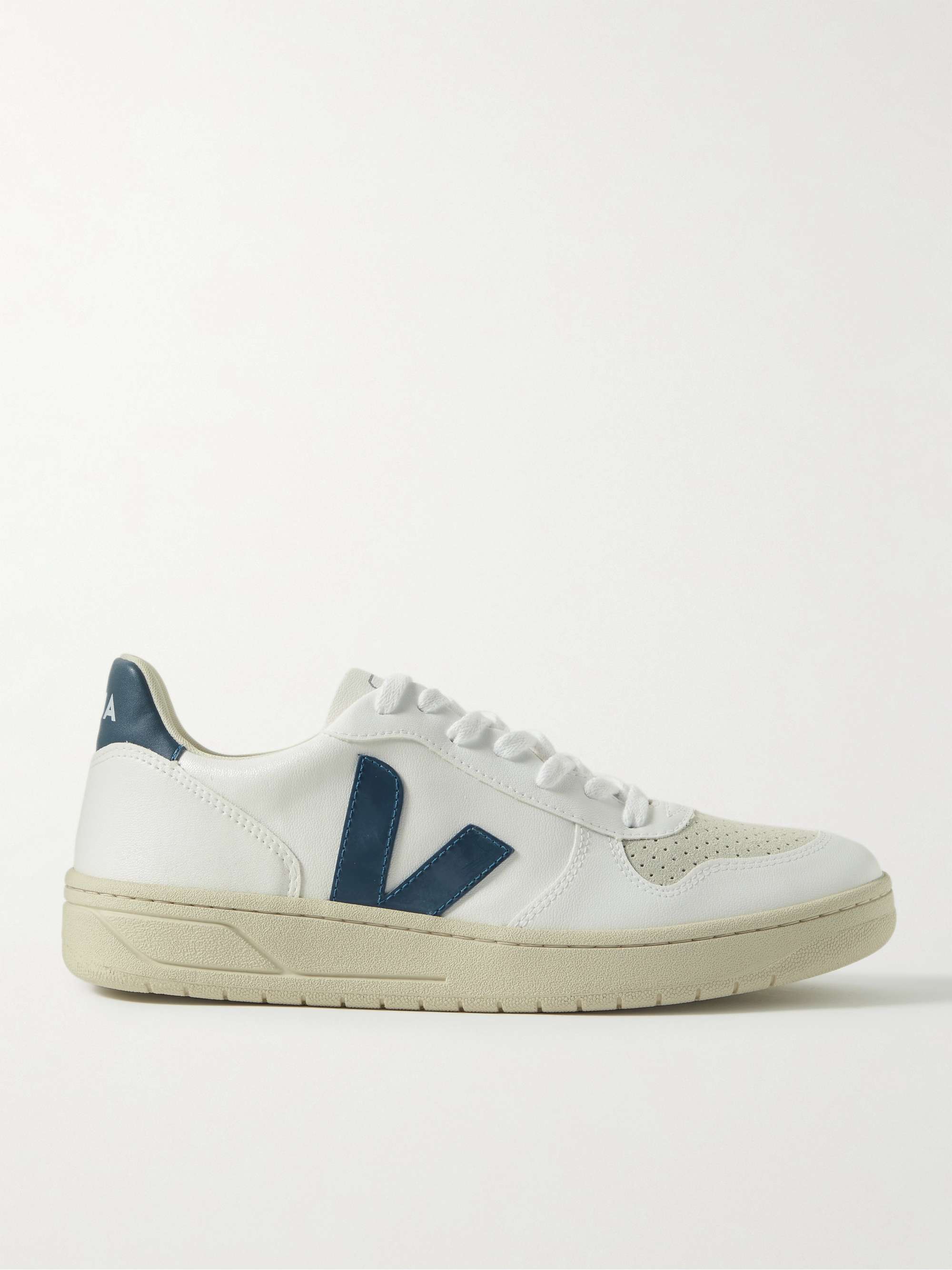 VEJA V-10 Rubber-Trimmed Leather and Suede Sneakers