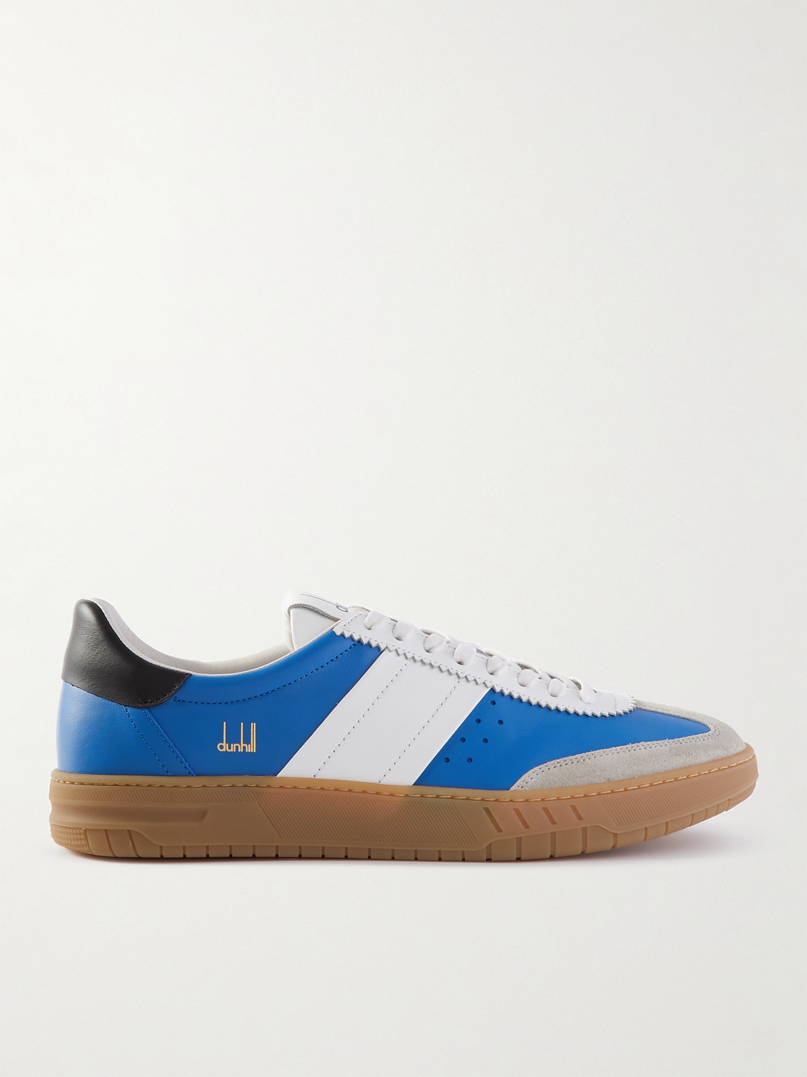Dunhill Court Legacy Leather And Suede Sneakers In Blue