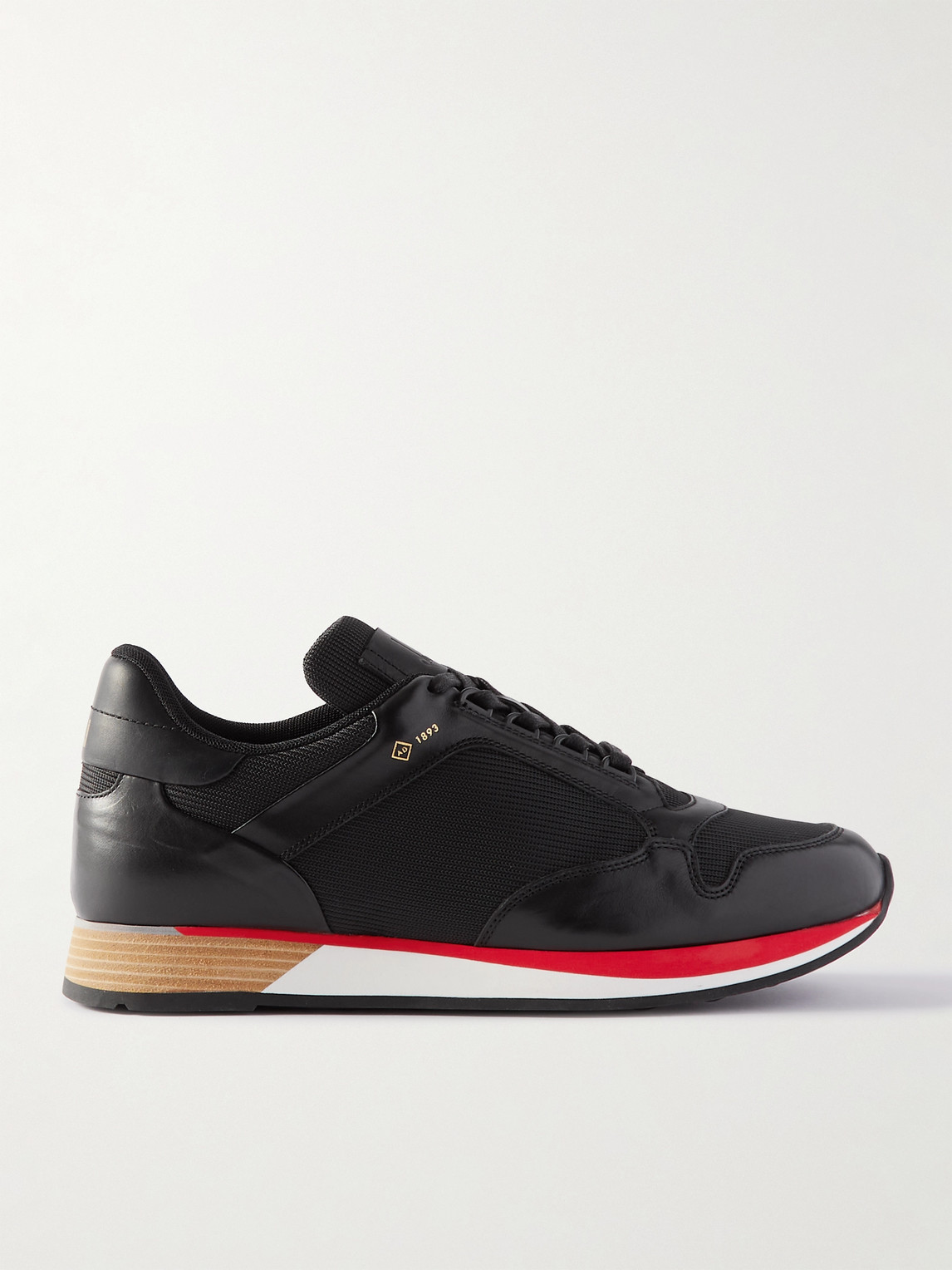 DUNHILL DUKE MESH AND LEATHER SNEAKERS