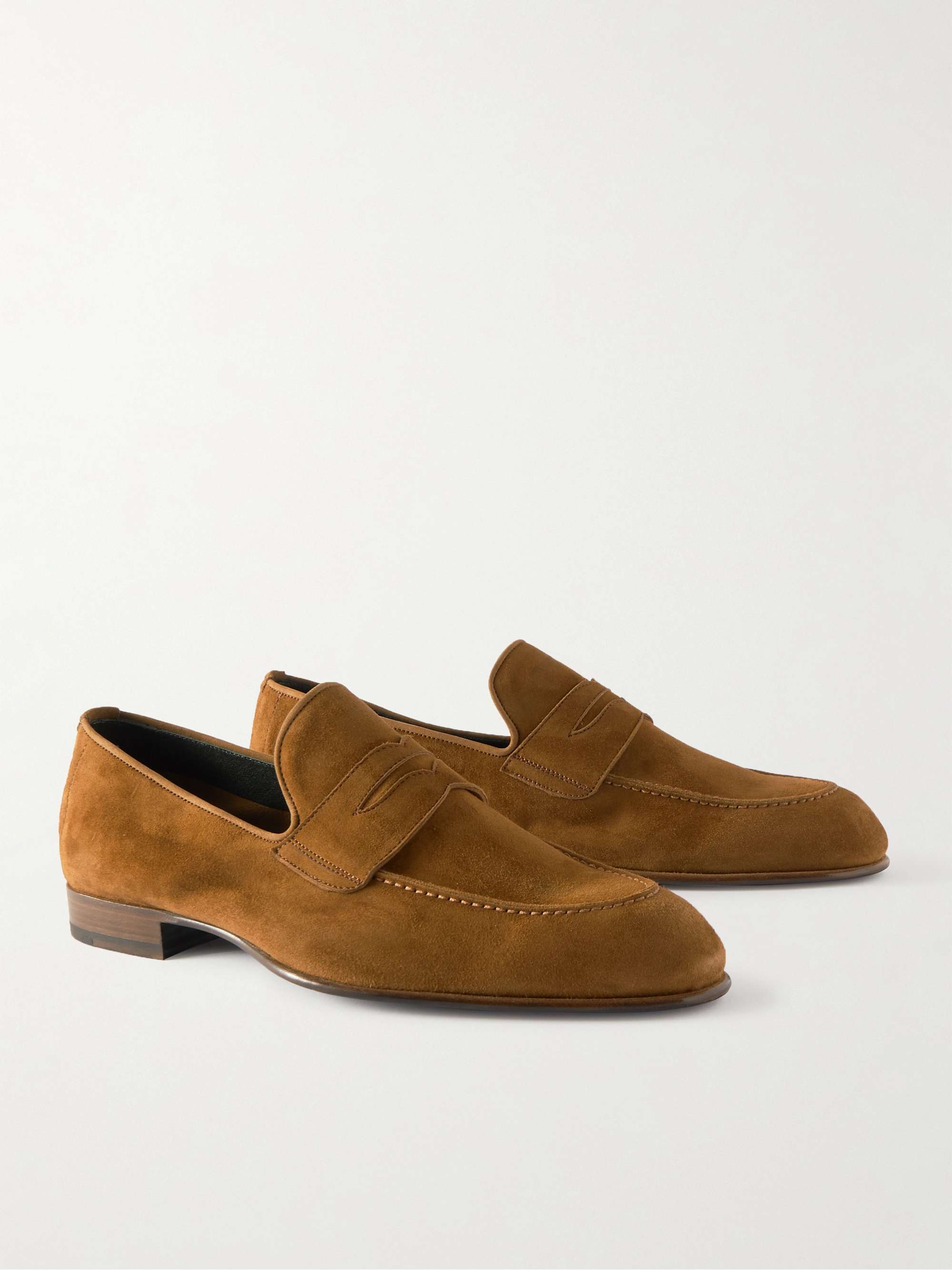 BRIONI Leather-Trimmed Suede Penny Loafers