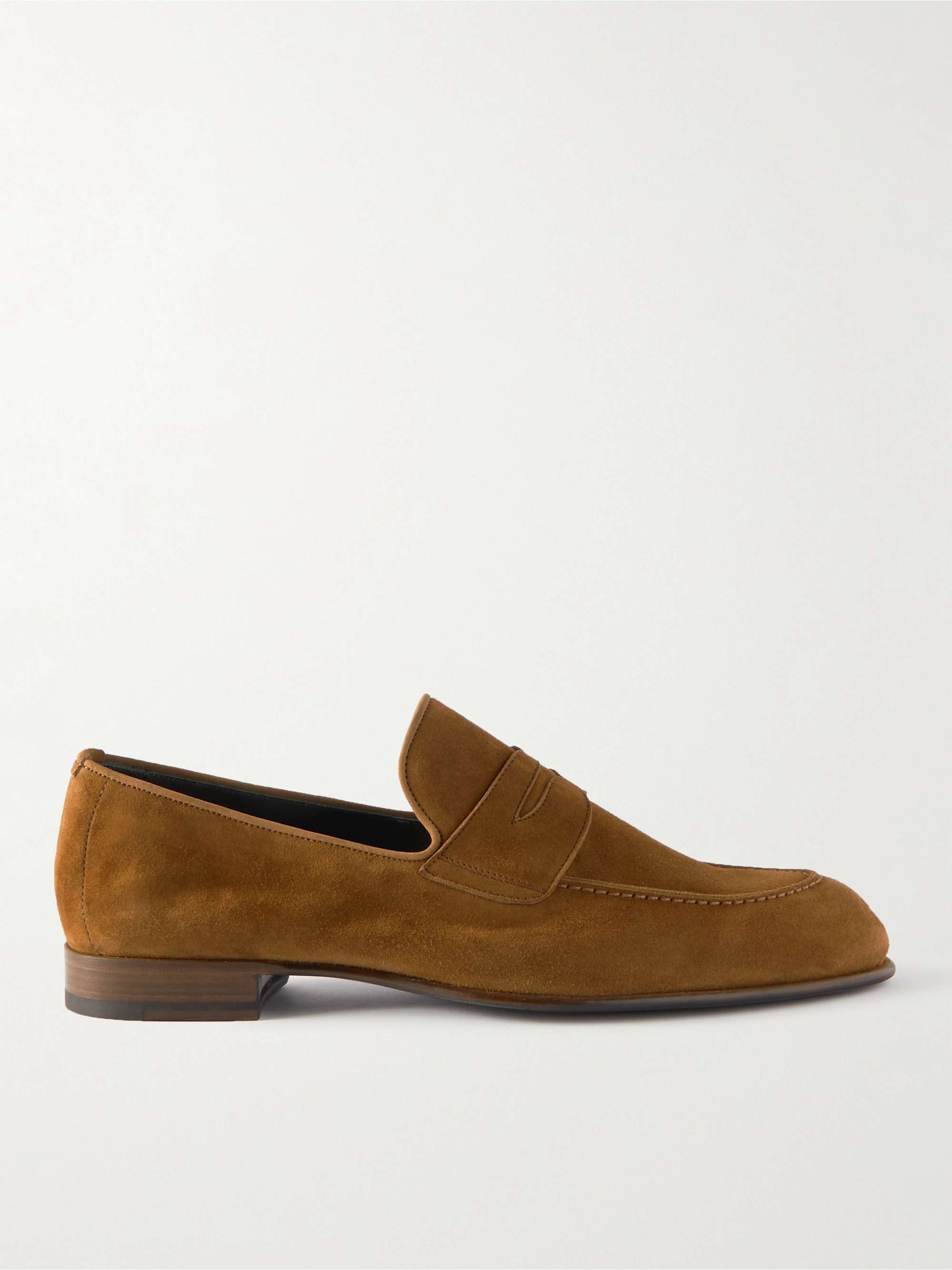 BRIONI Leather-Trimmed Suede Penny Loafers