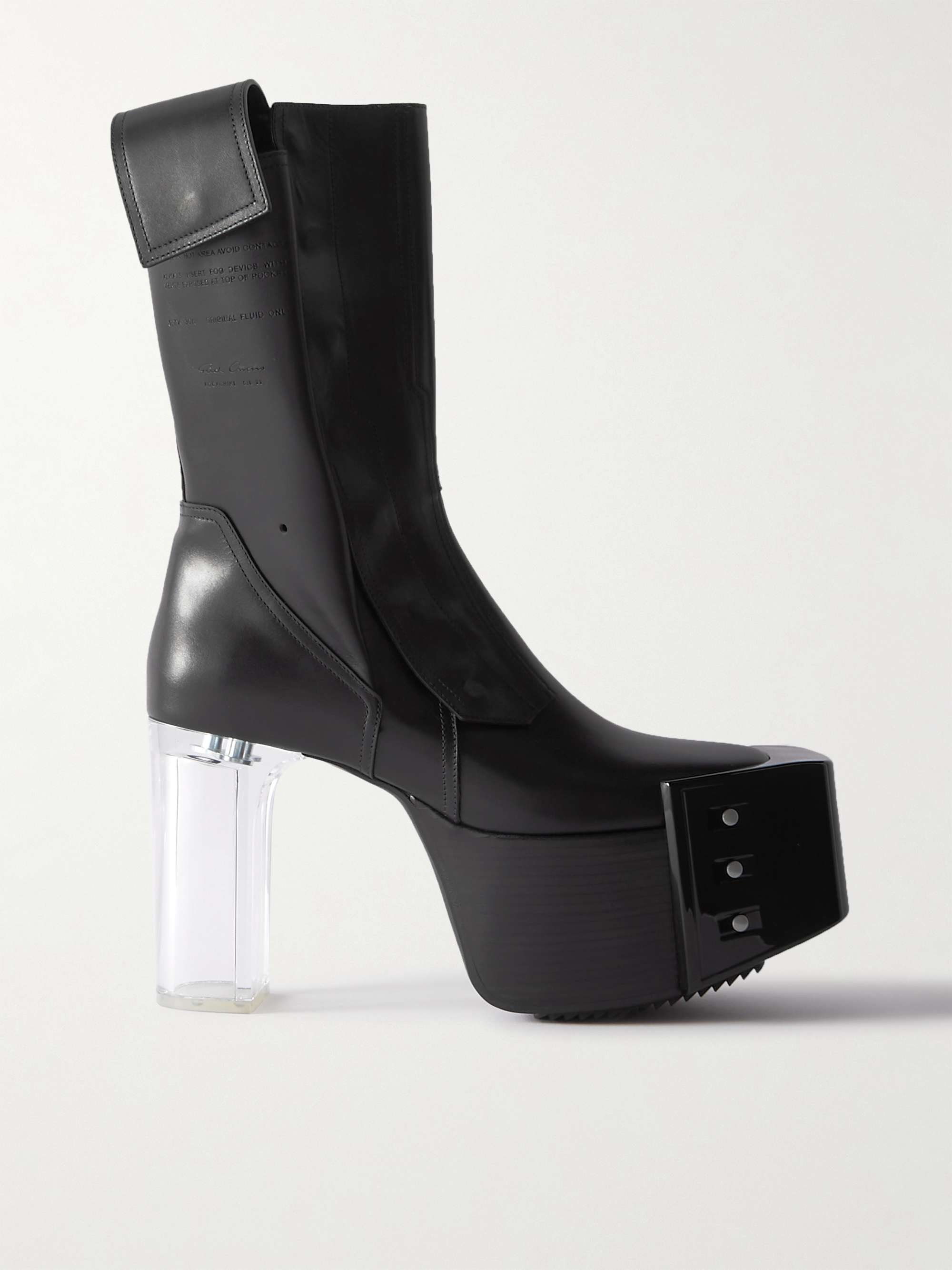 RICK OWENS Fogpocket Leather Platform Boots