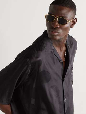 Mens Accessories Sunglasses Bottega Veneta Black Bond Aviator-style Sunglasses for Men 