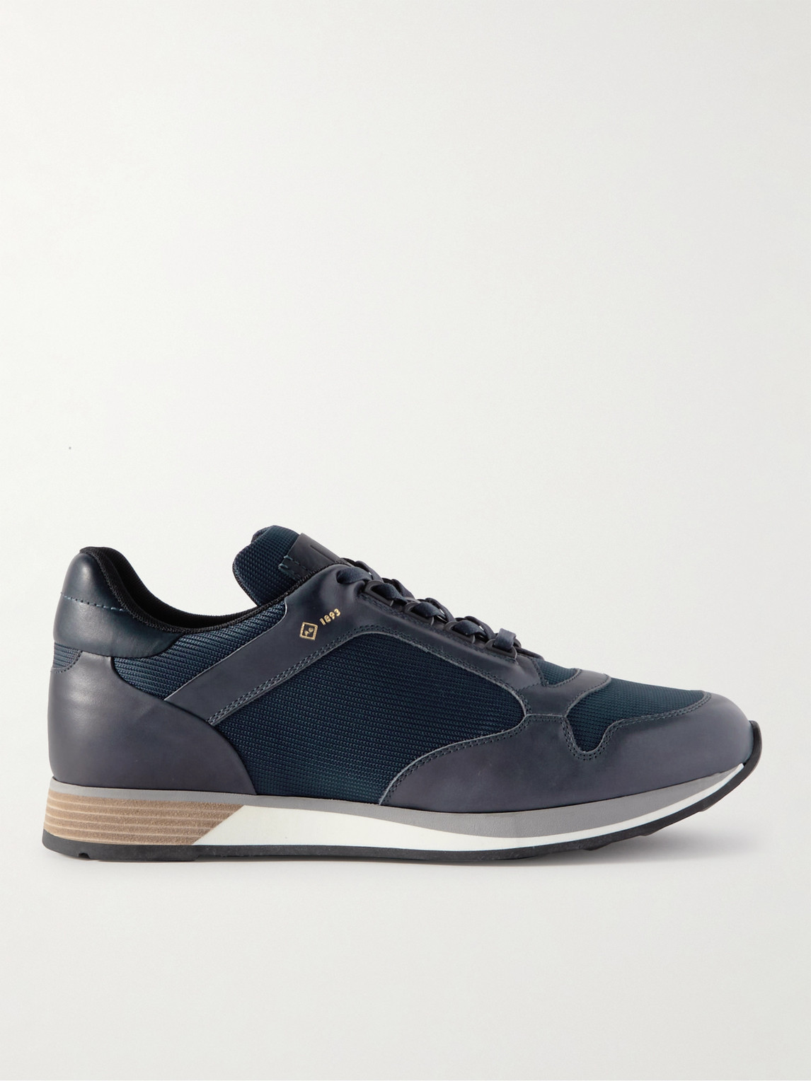 Dunhill Duke Mesh And Leather Sneakers In Blue