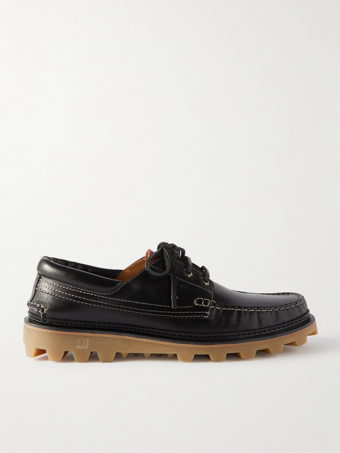 Dunhill Leather Boat Shoes In Black