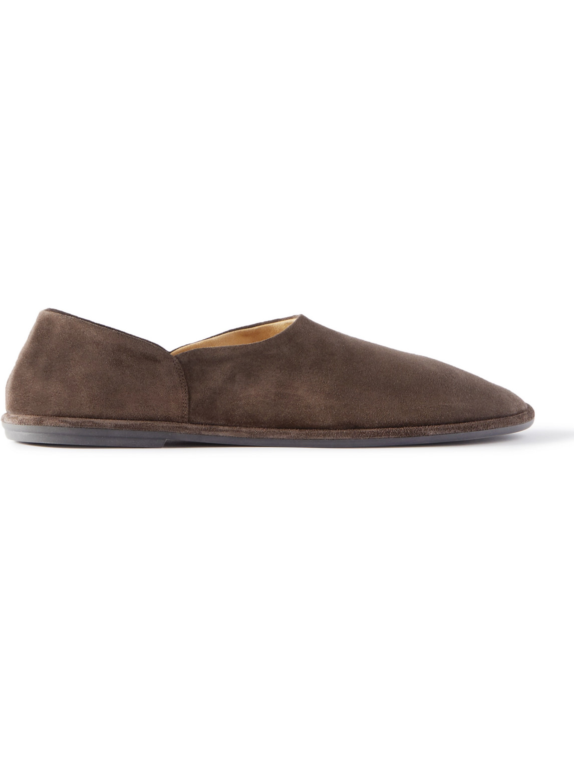 THE ROW COLLAPSIBLE-HEEL SUEDE LOAFERS