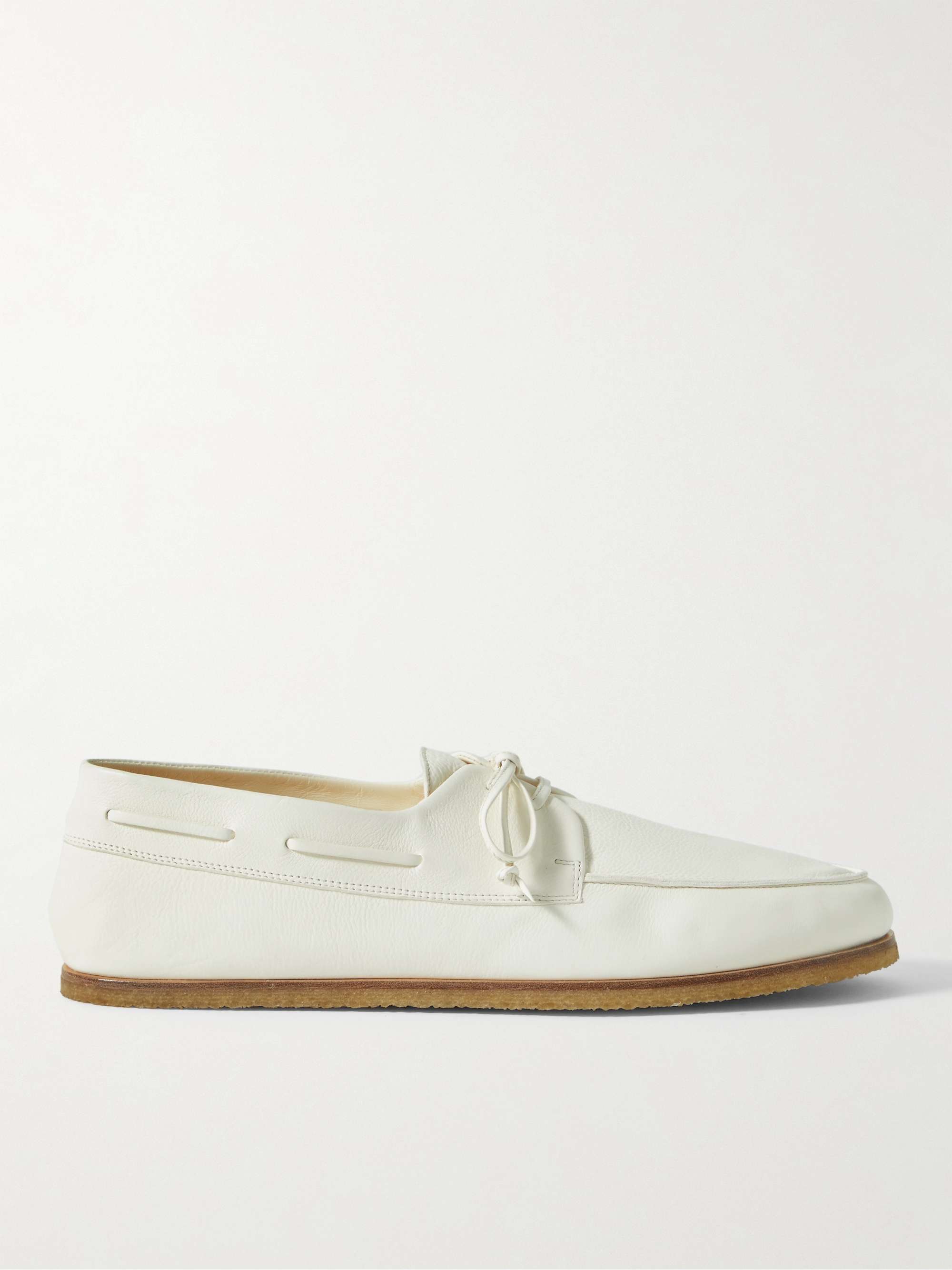 The Row Sailor Full-grain Leather Boat Shoes in White for Men Mens Shoes Slip-on shoes Boat and deck shoes 