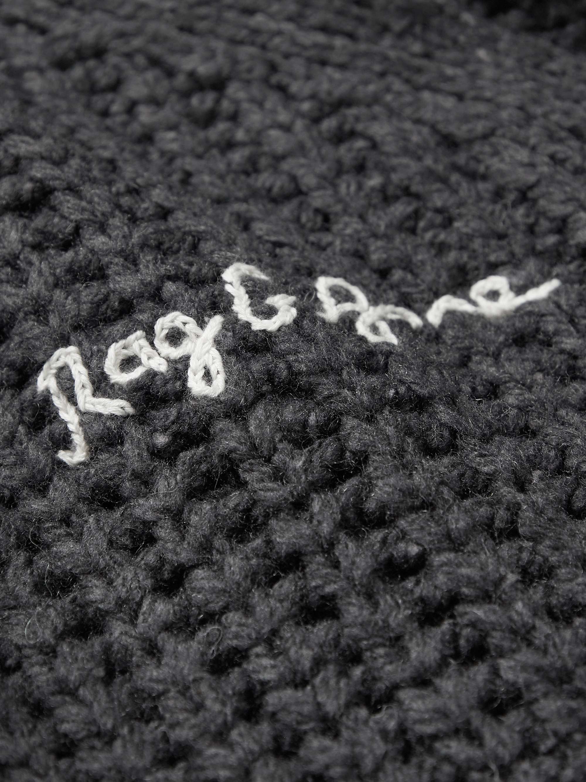 RAG & BONE Logo-Embroidered Ribbed-Knit Zip-Up Hoodie