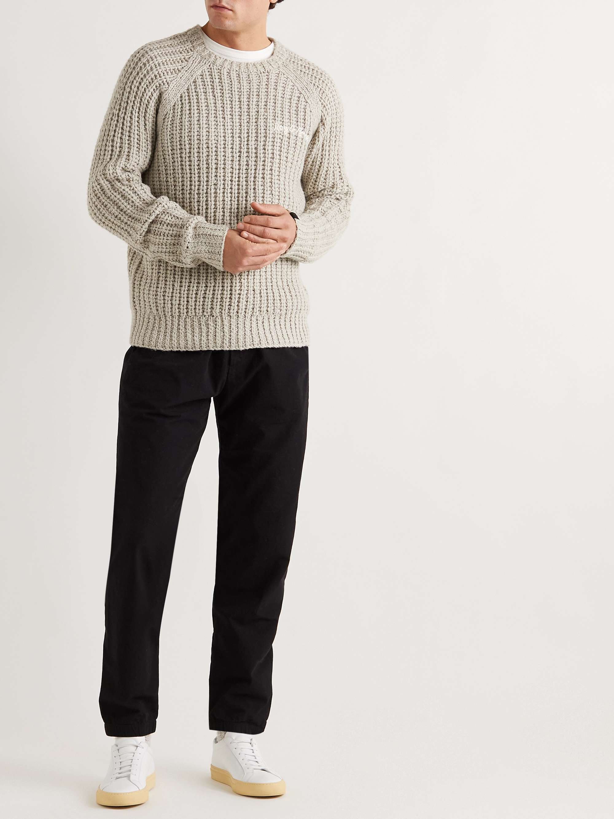 RAG & BONE Logo-Embroidered Ribbed-Knit Sweater