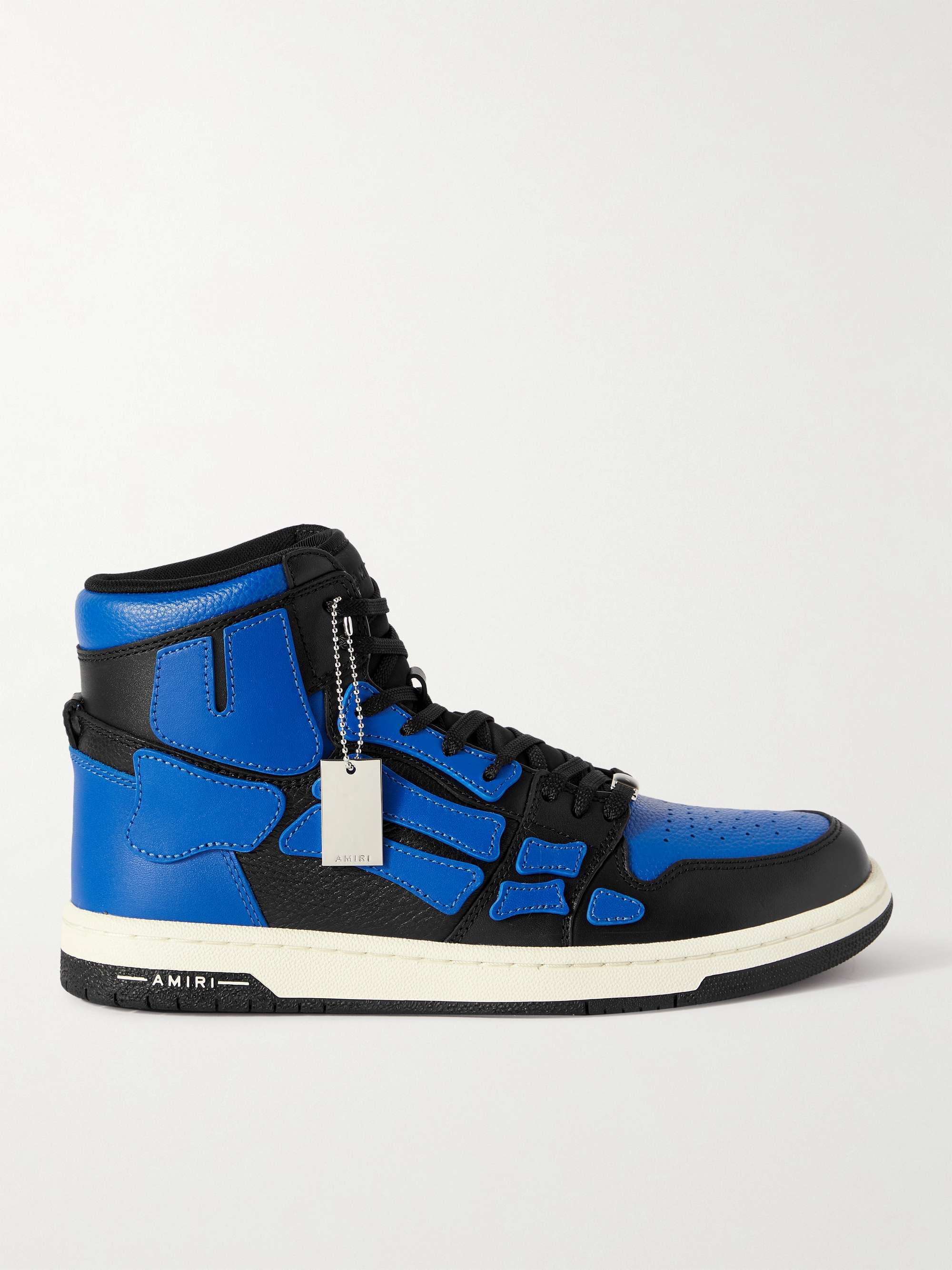 Blue Skel-Top Bandana-Print Canvas and Leather High-Top Sneakers 