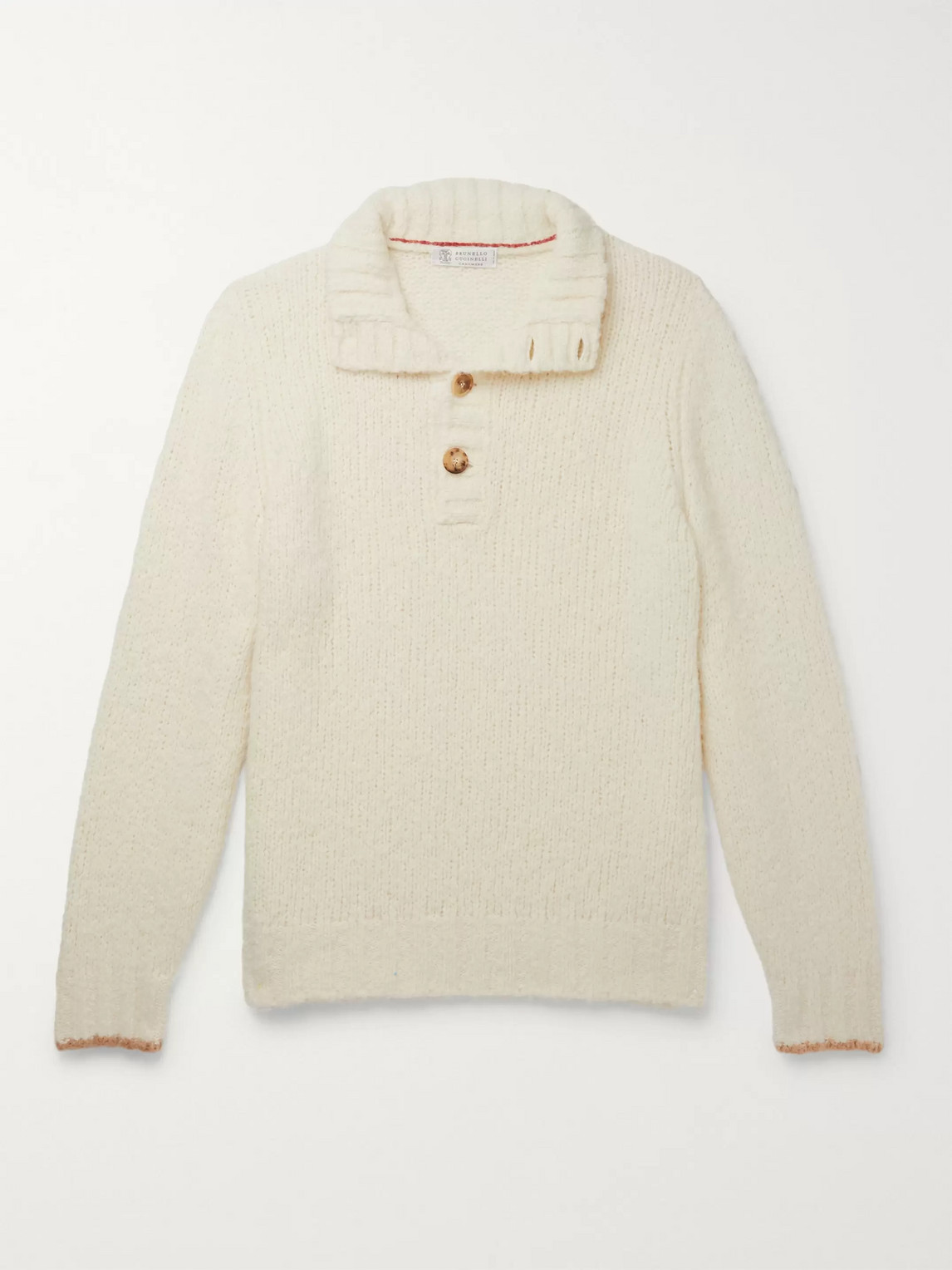 Brunello Cucinelli Alpaca-blend Half-placket Sweater In White