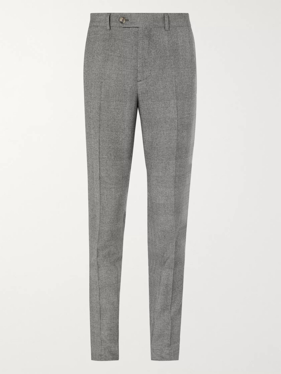 BRUNELLO CUCINELLI TAPERED PRINCE OF WALES CHECKED CASHMERE AND SILK-BLEND SUIT TROUSERS