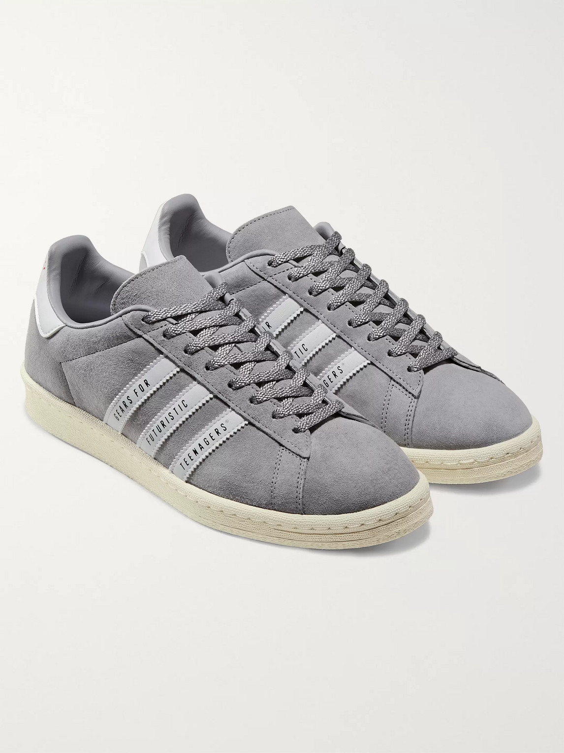 Adidas Consortium Human Made Campus Leather-trimmed Suede Trainers In Grey