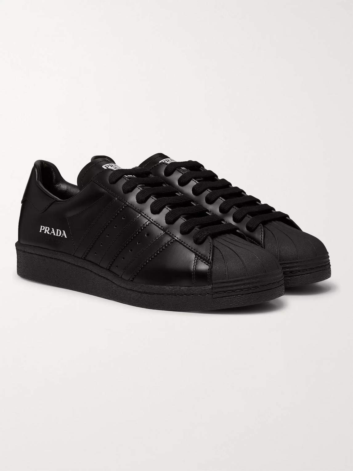 Adidas Consortium Prada Superstar 450 Leather Sneakers In Black