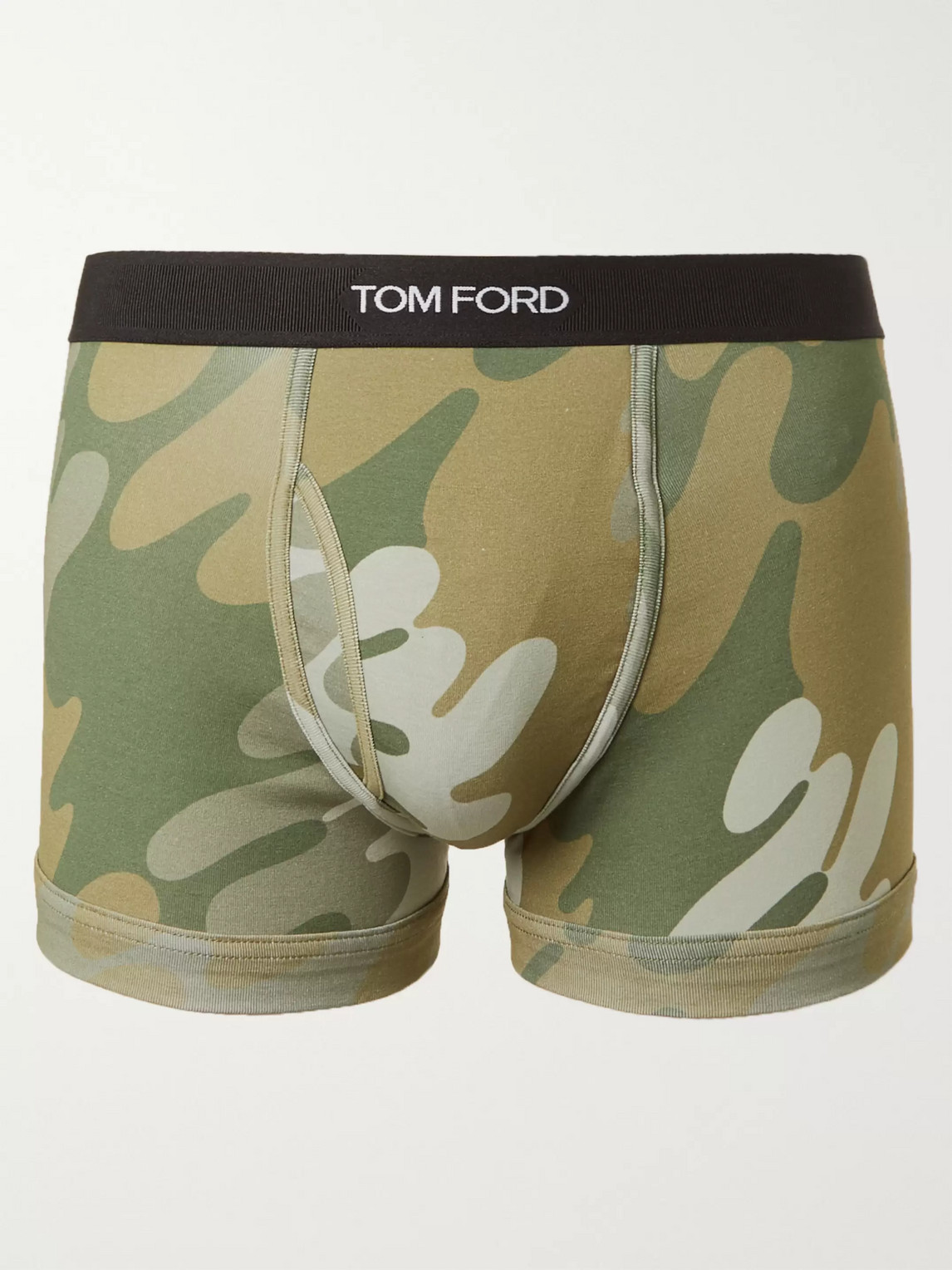 Tom Ford Camouflage-print Stretch-cotton Jersey Boxer Briefs In Green