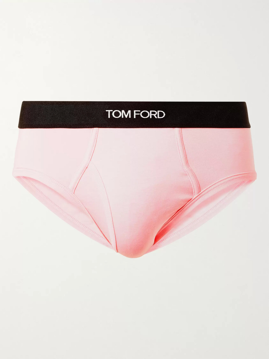 Tom Ford Mélange Stretch-cotton Briefs In Pink