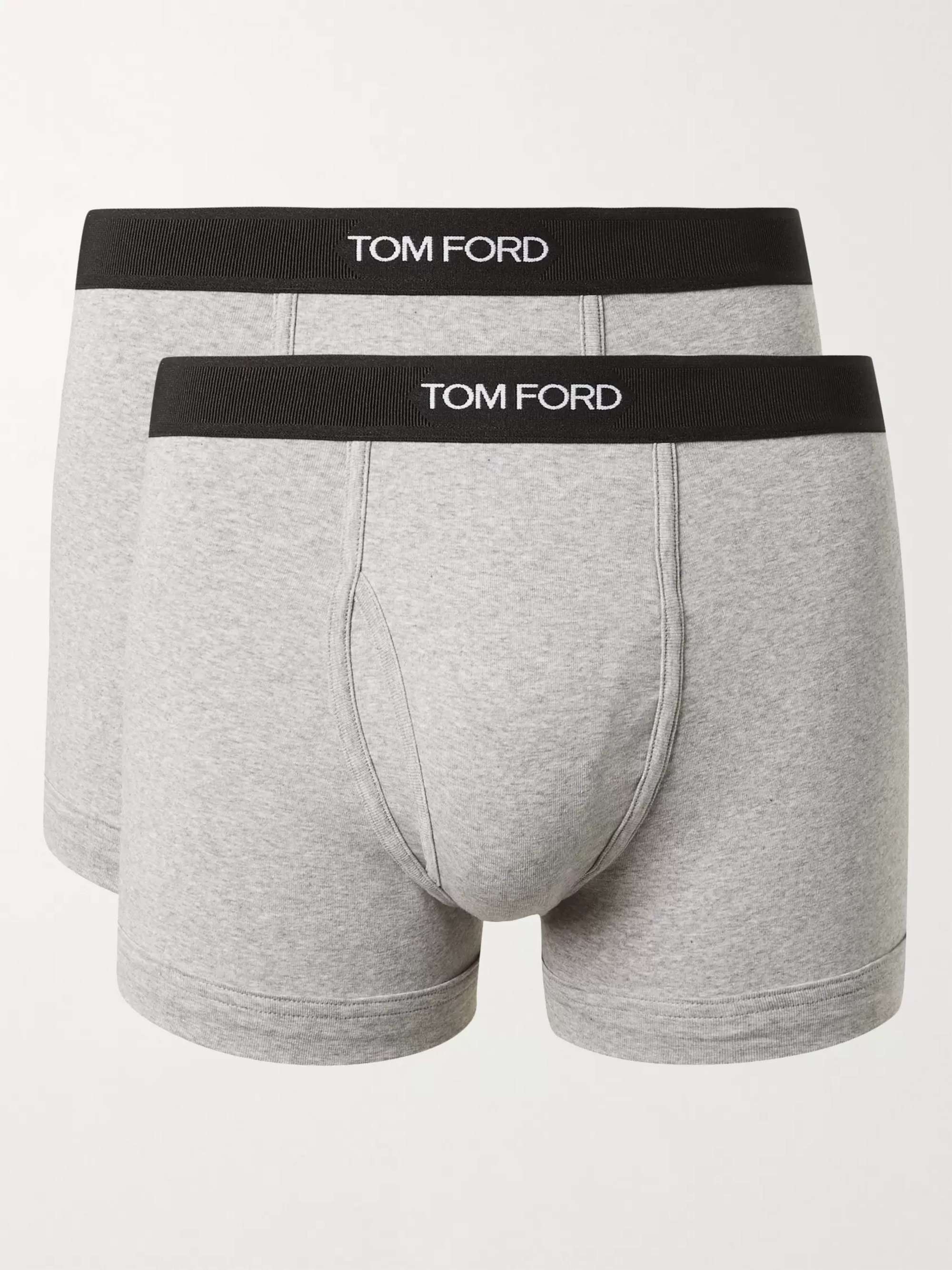 TOM FORD Two-Pack Mélange Stretch-Cotton Boxer Briefs