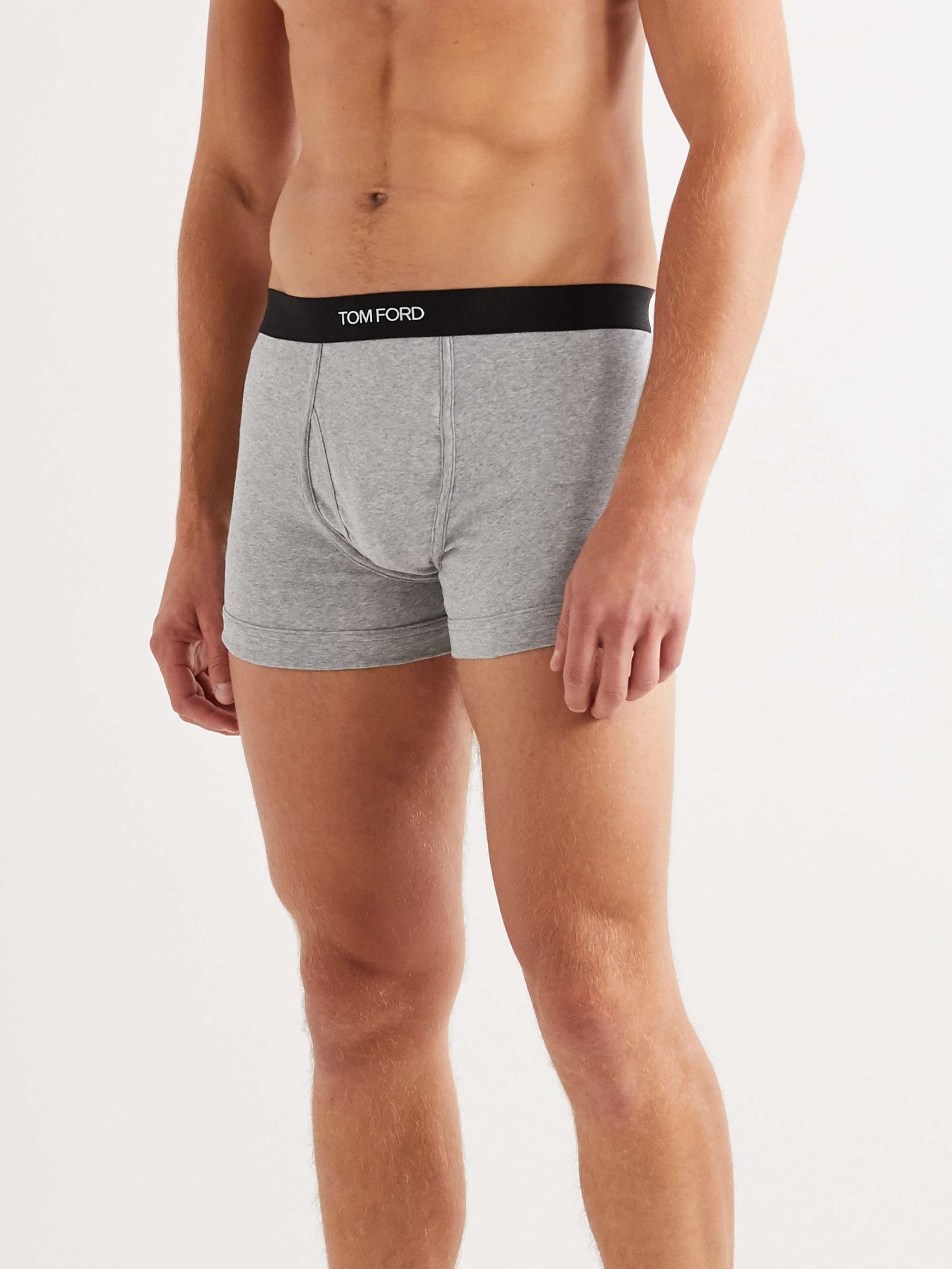 Tom Ford Leopard-print Stretch-cotton Briefs in Grey for Men Mens Clothing Underwear Boxers briefs 
