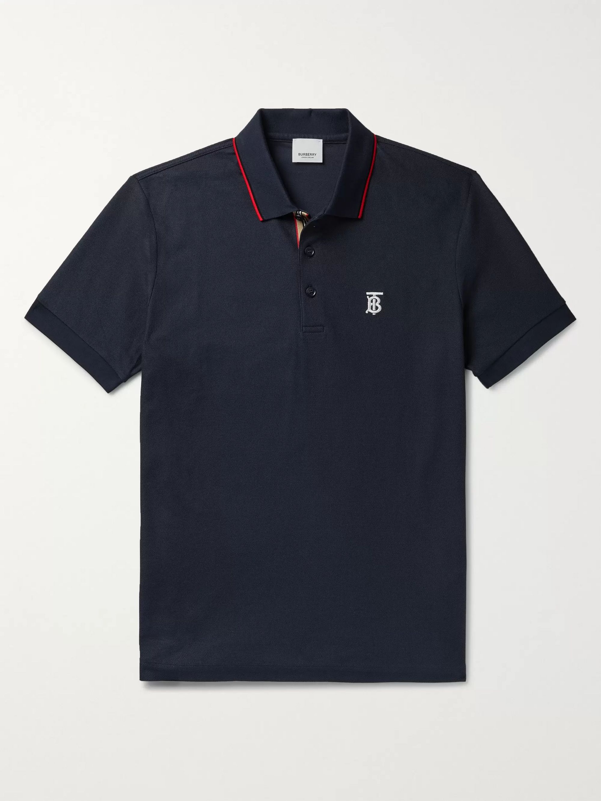 Navy Logo-Embroidered Contrast-Tipped 