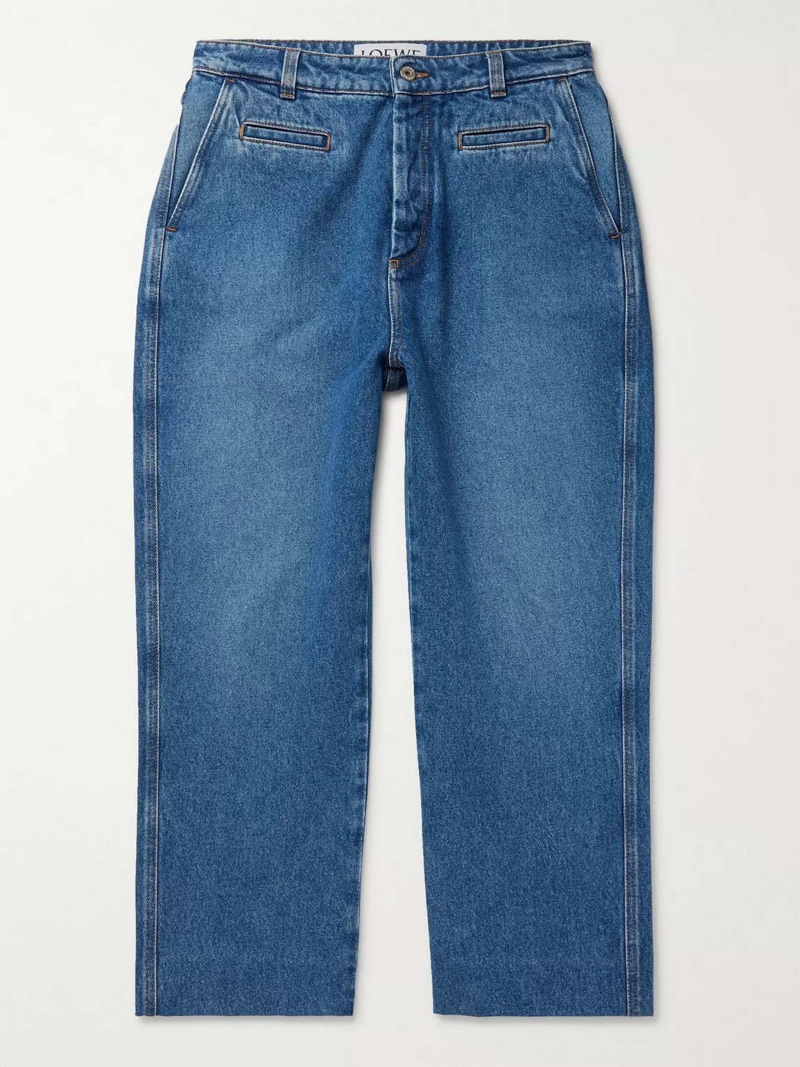 Loewe Wide-leg Cropped Denim Jeans In Blue