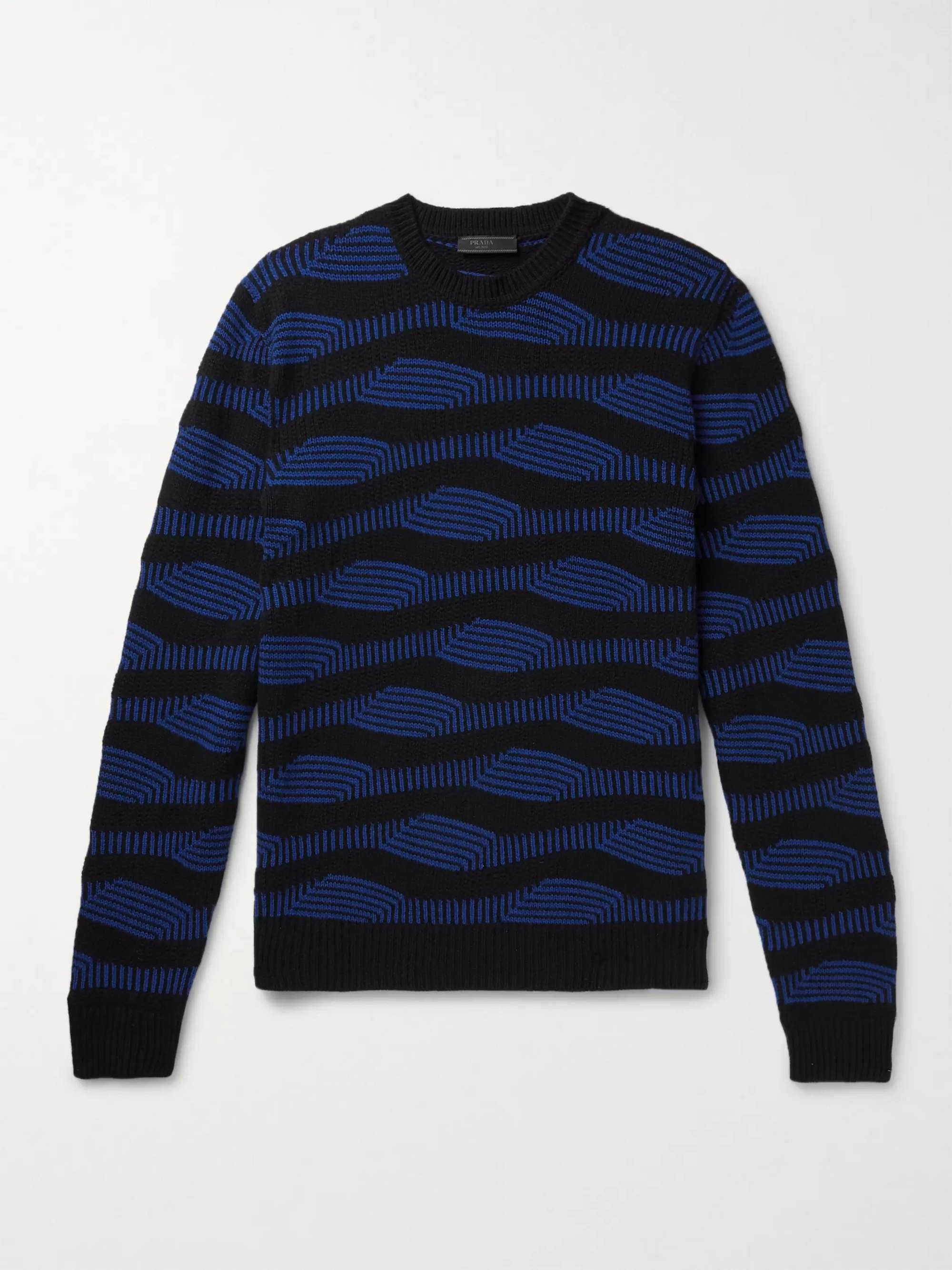 PRADA Intarsia Virgin Wool and Cashmere-Blend Sweater