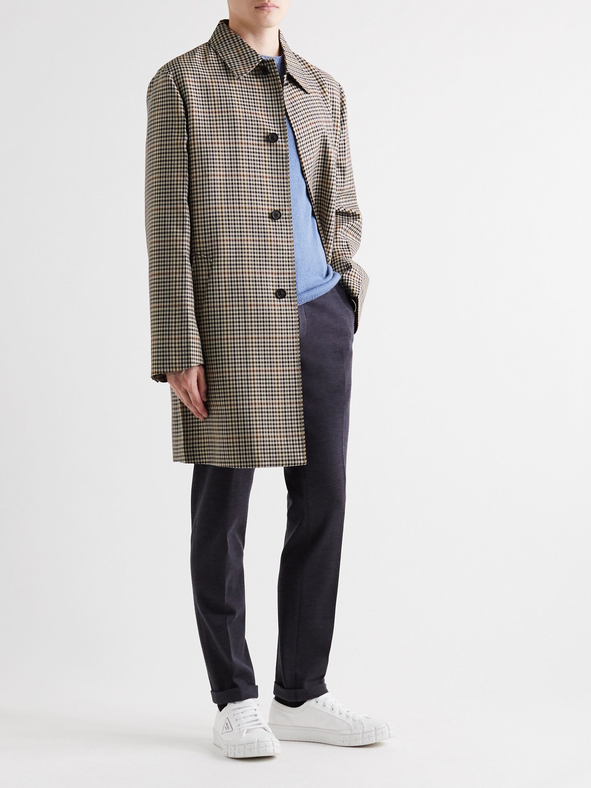 Multi Houndstooth Wool-Blend Coat | PRADA | MR PORTER