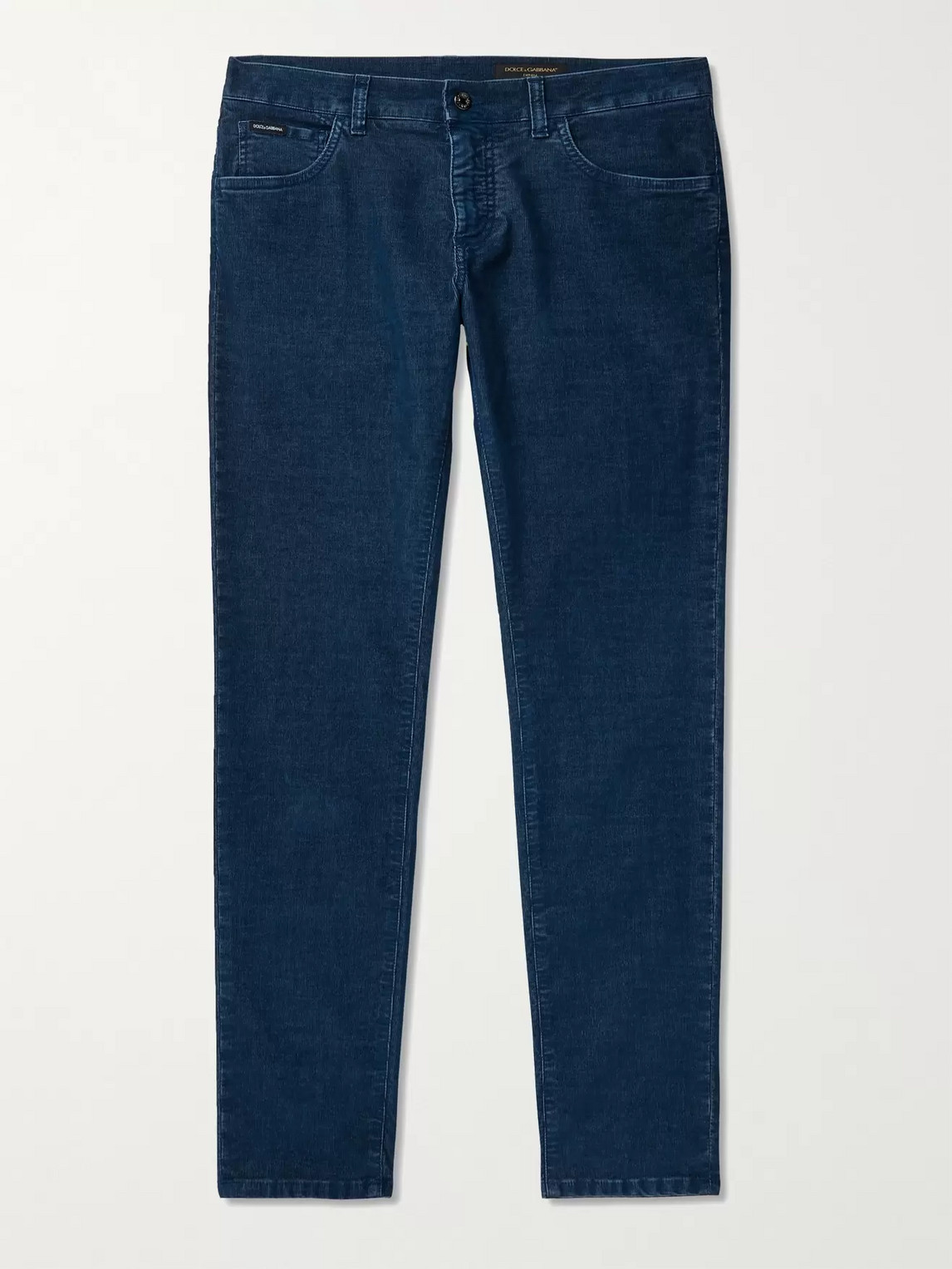 Dolce & Gabbana Skinny-fit Cotton-blend Corduroy Trousers In Blue