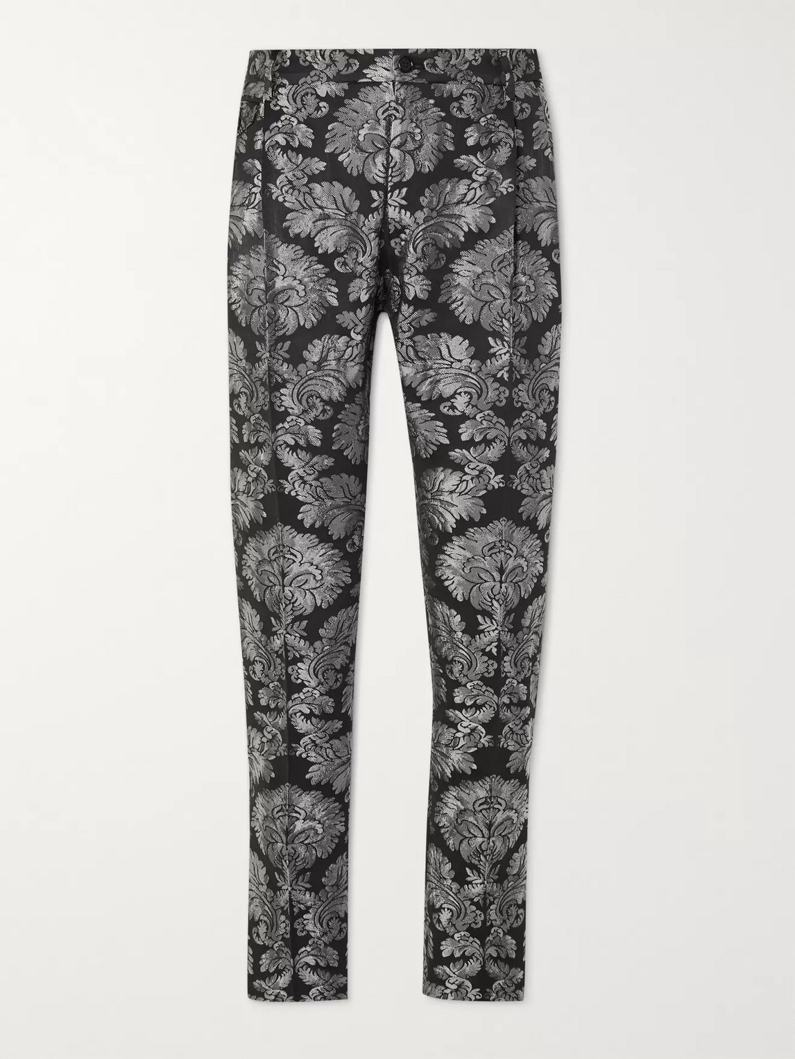 Dolce & Gabbana Tapered Brocade Trousers In Silver