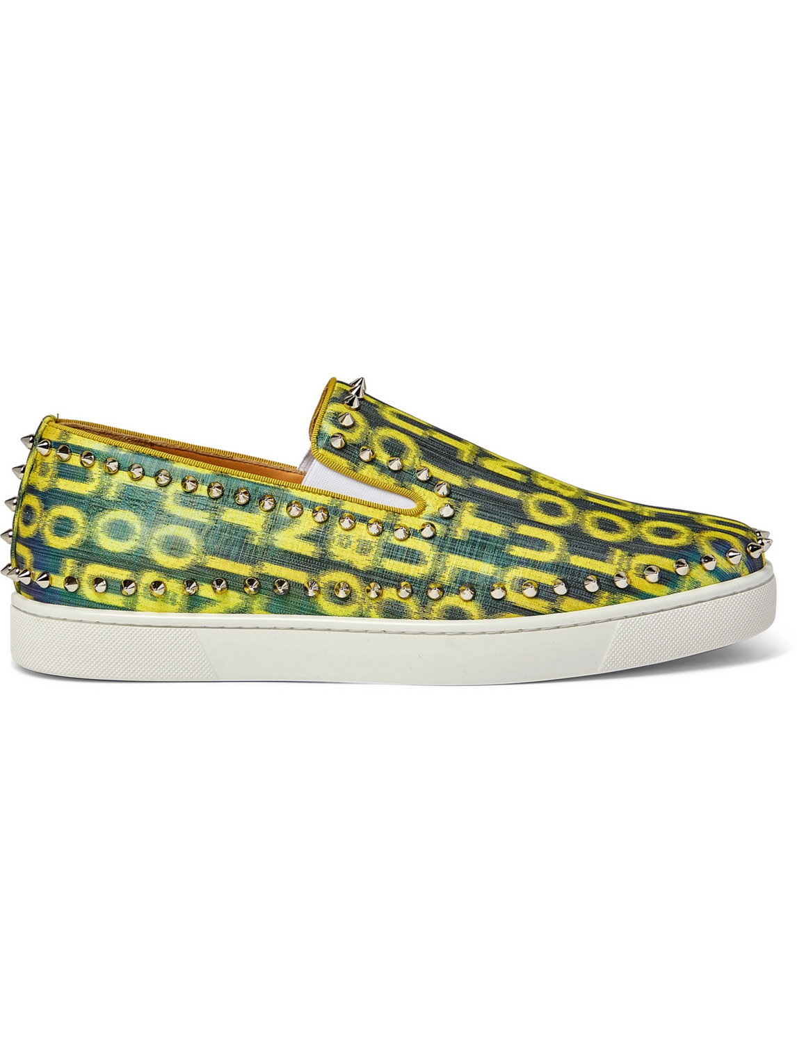 Pik Boat Spiked Glittered Logo-Print Canvas Slip-On Sneakers