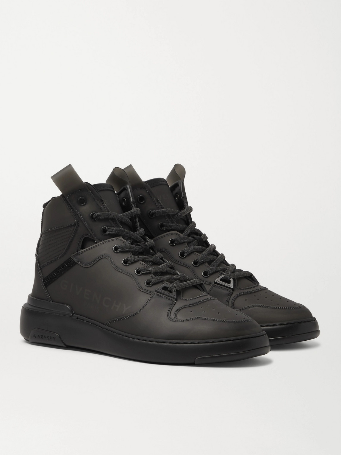 Givenchy Wing Leather-trimmed Rubber Sneakers In Black