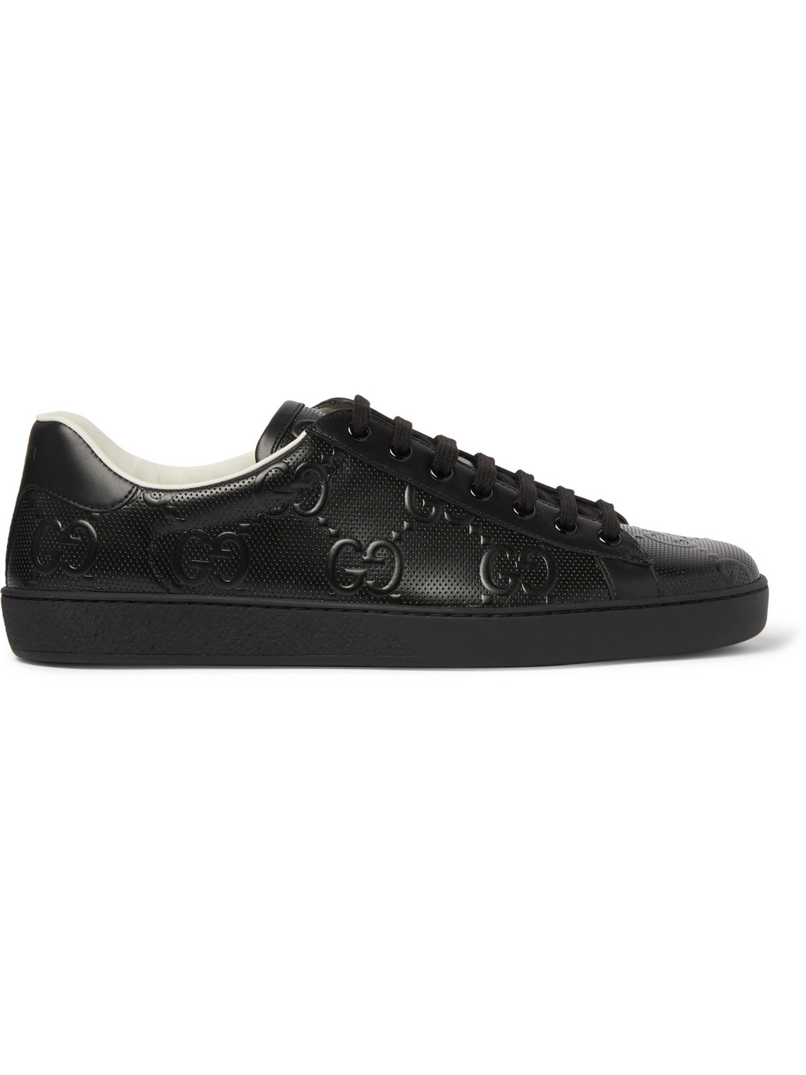 Ace Logo-Embossed Perforated Leather Sneakers