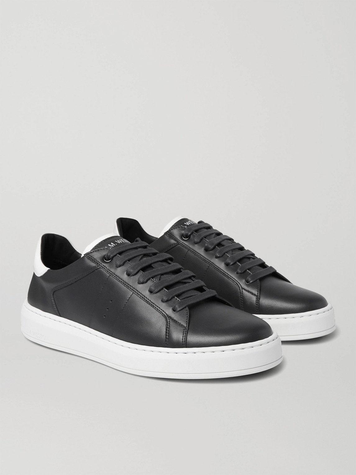 Jm Weston Leather Sneakers In Gray