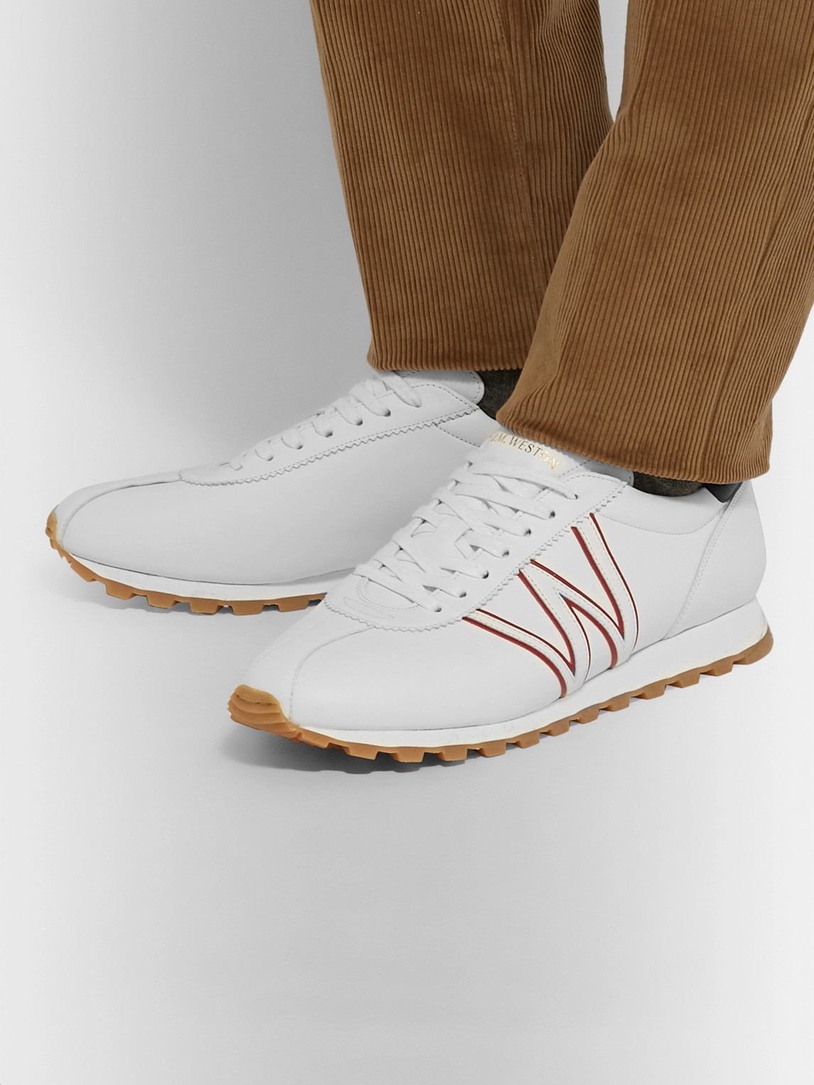 Jm Weston On My Way Leather Sneakers In White