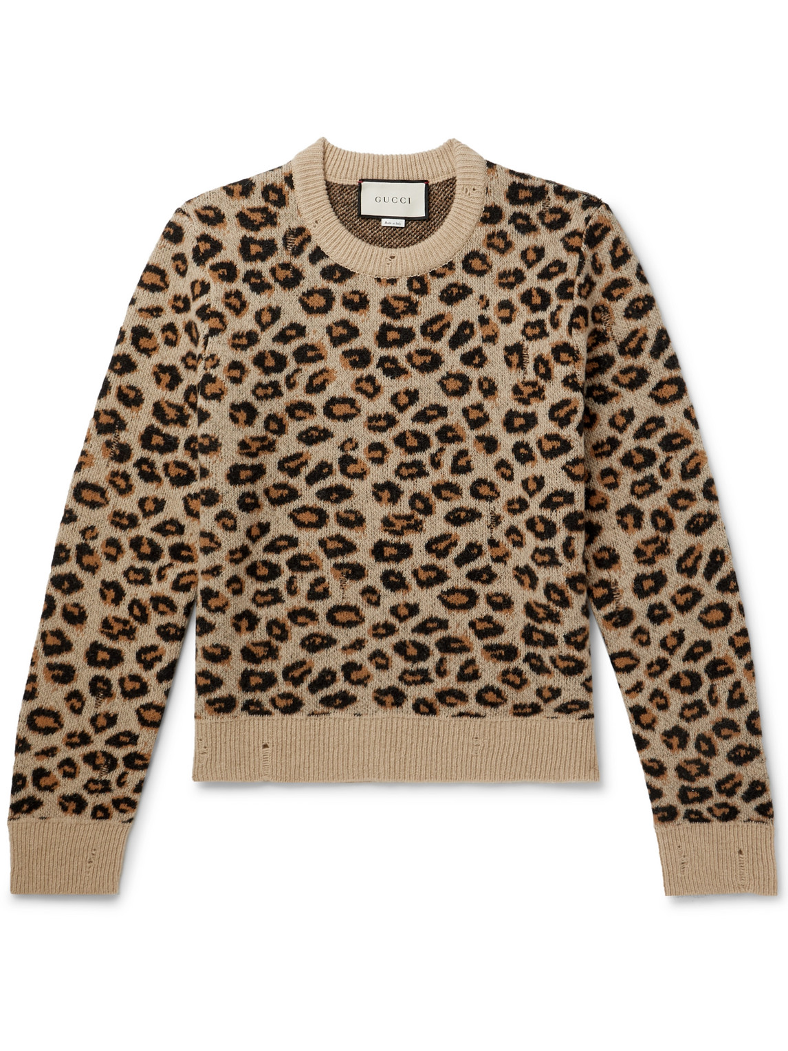 Distressed Leopard Jacquard Sweater