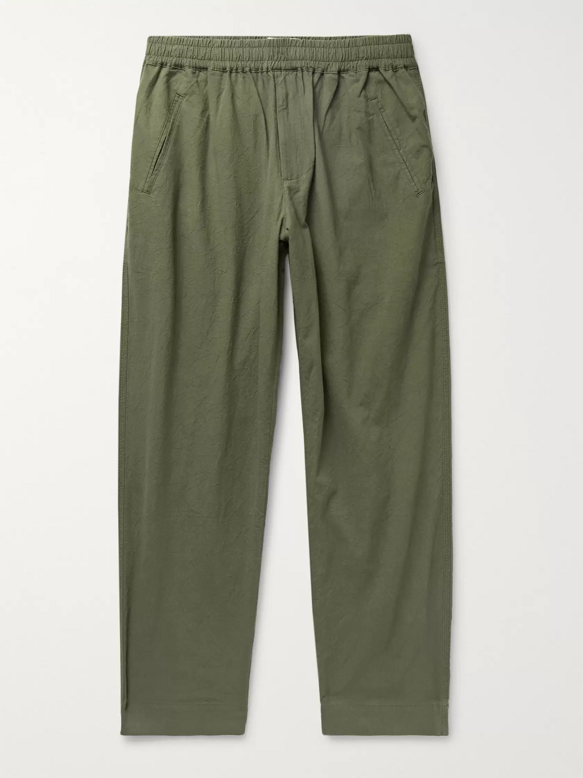 FOLK ASSEMBLY CROPPED CRINKLED-COTTON TROUSERS