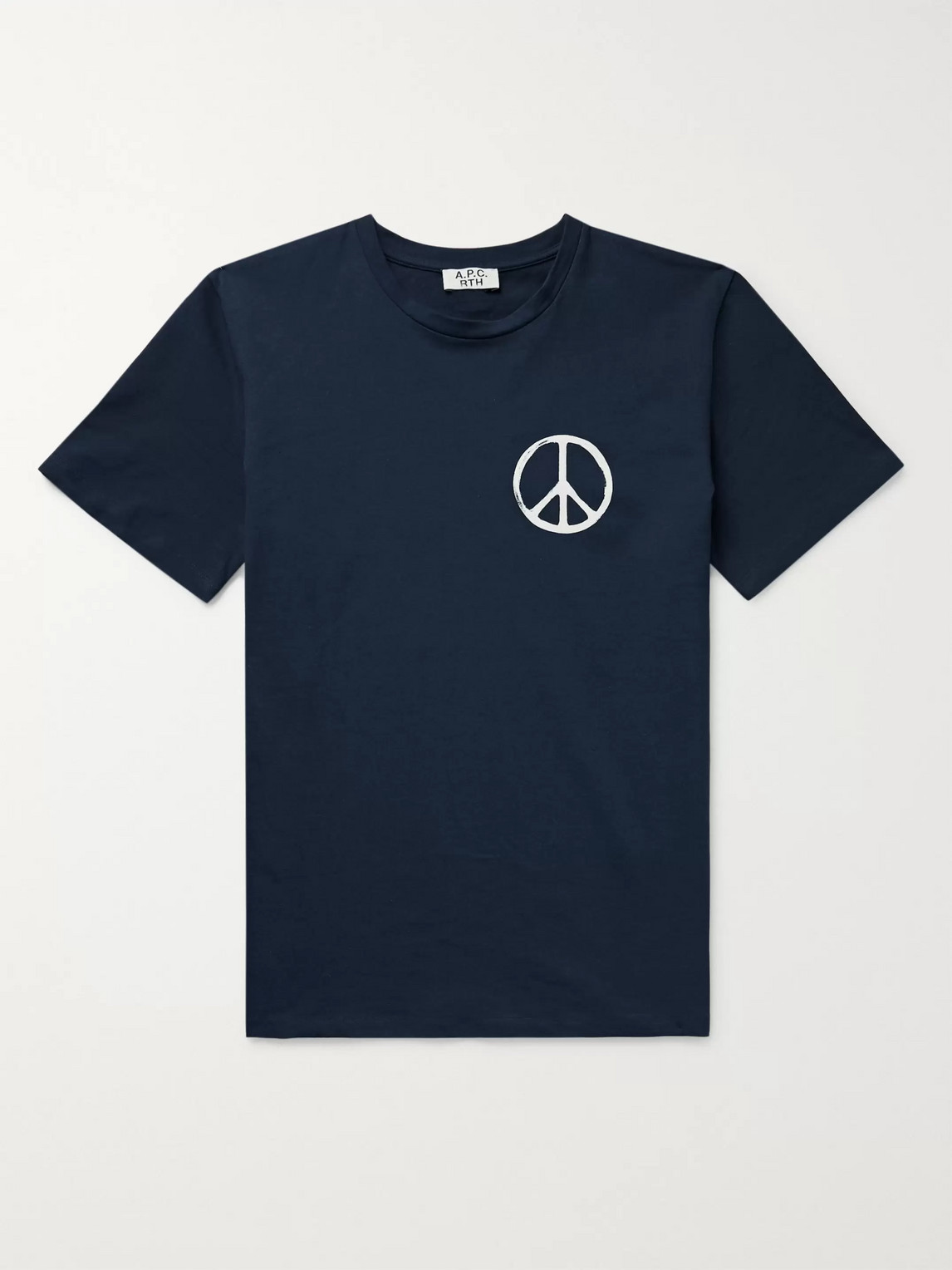 Apc Rth Printed Cotton-jersey T-shirt In Navy