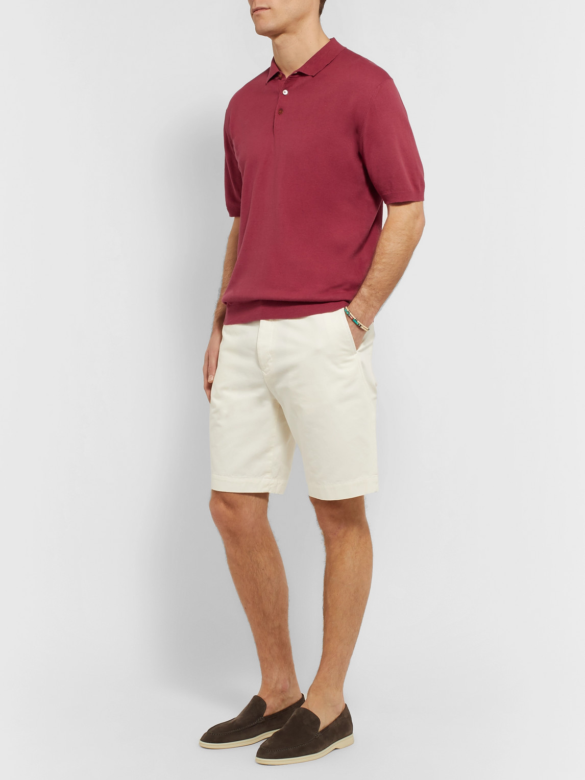 Altea Linen And Cotton-blend Polo Shirt In Red