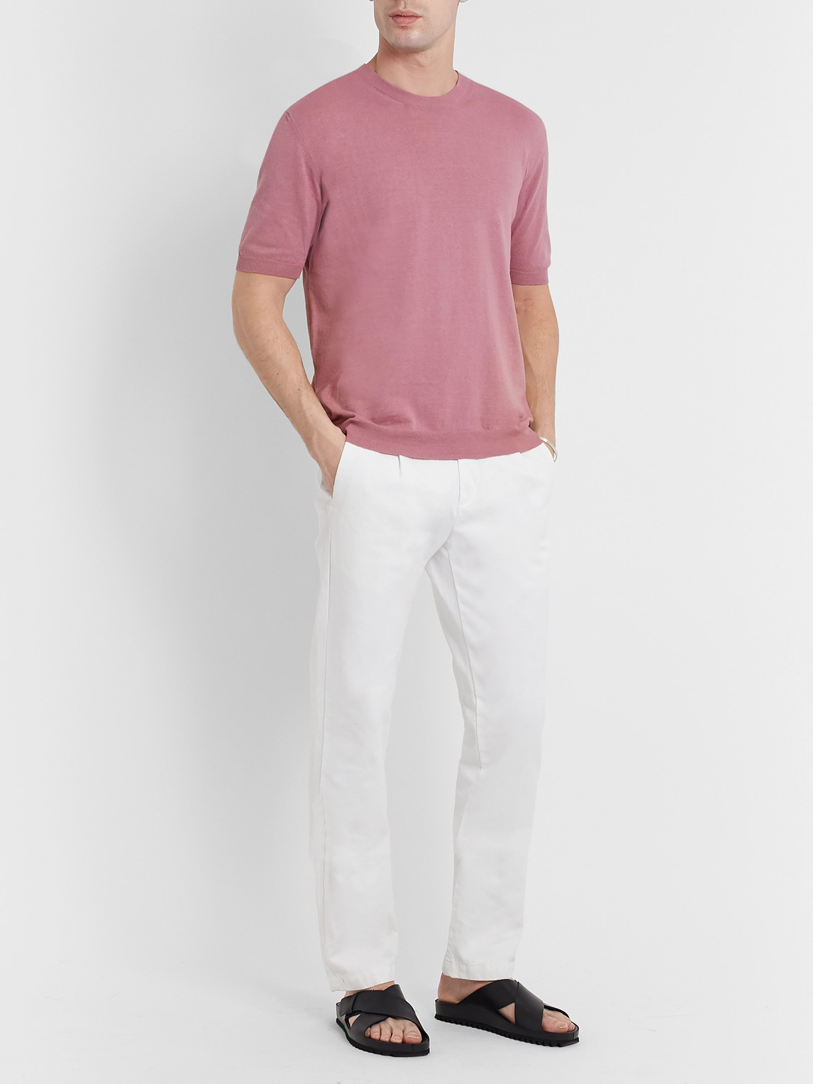 Altea Linen And Cotton-blend Jumper In Pink