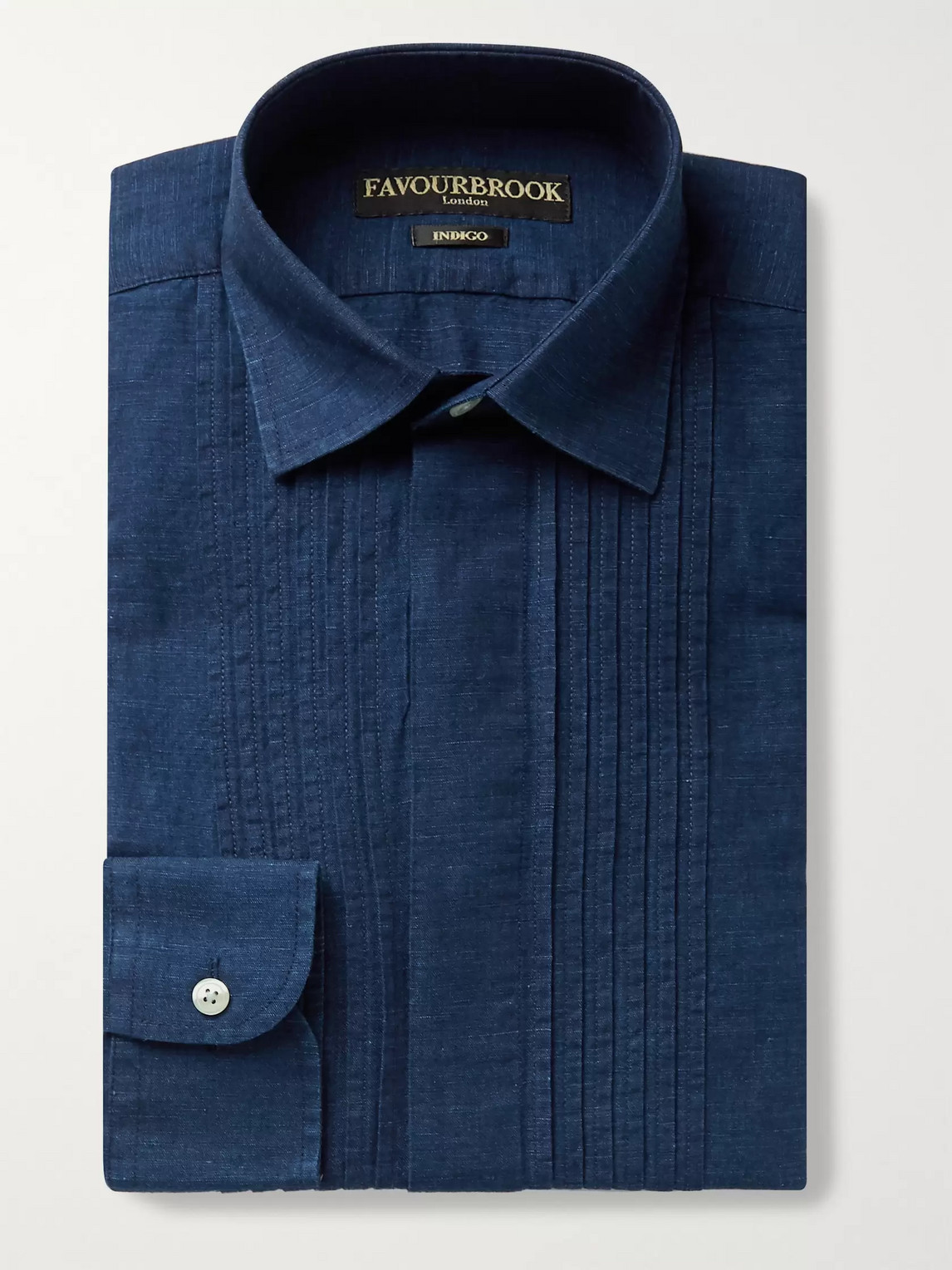 Favourbrook Bib-front Cotton And Linen-blend Shirt In Blue