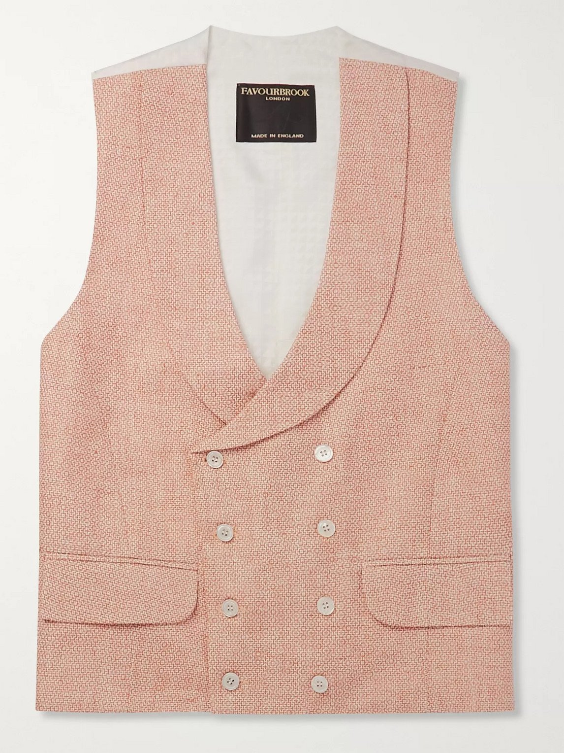Favourbrook Slim-fit Double-breasted Linen-jacquard Waistcoat In Pink