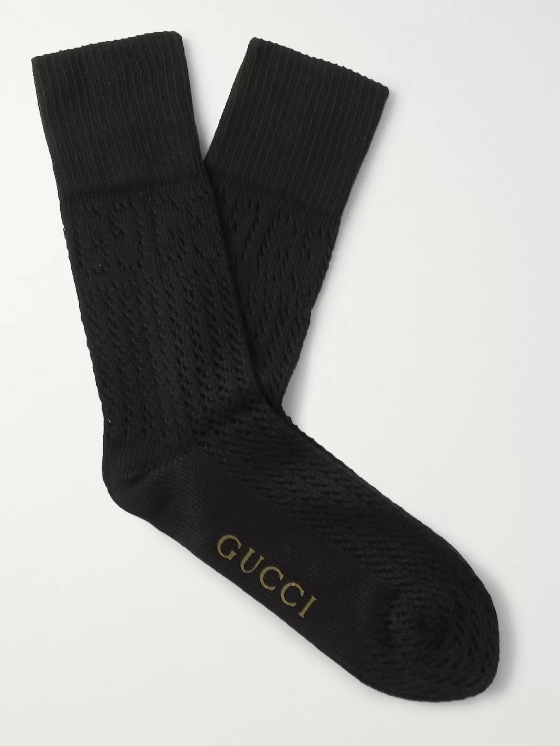 Gucci Printed Cotton-blend Socks In Black