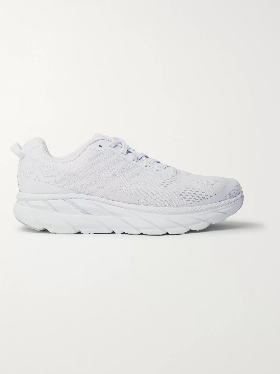 Hoka One One Clifton 6 Logo-print Embroidered Mesh Running Trainers In White