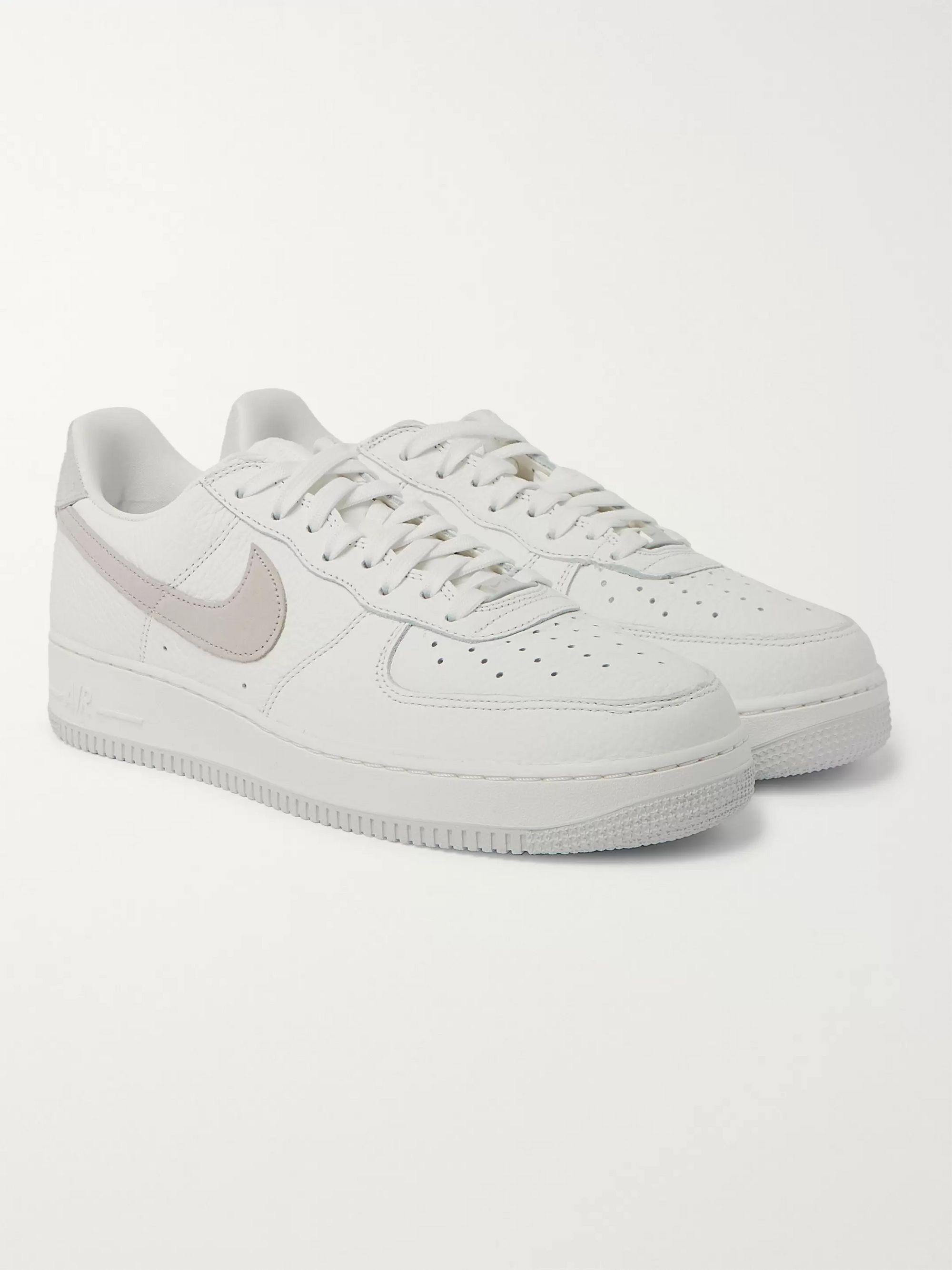 White Air Force 1 07 Suede-Trimmed Full-Grain Leather Sneakers | NIKE | MR  PORTER