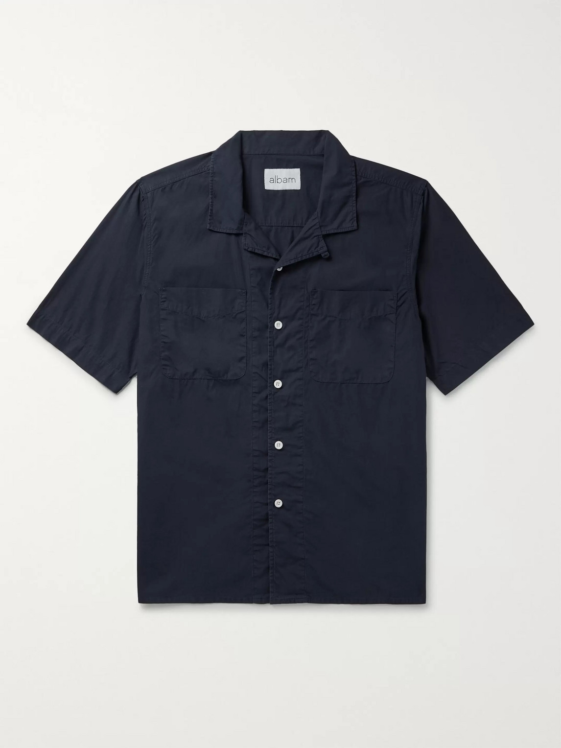 Albam Camp-collar Cotton-poplin Shirt In Blue