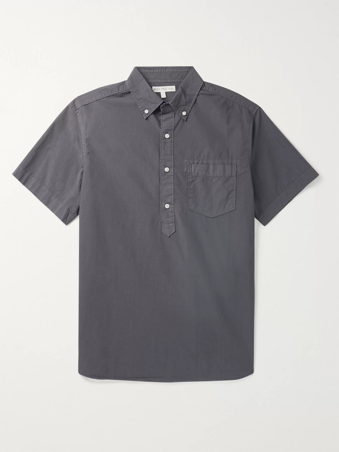 Alex Mill Button-down Collar Cotton Half-placket Shirt In Black